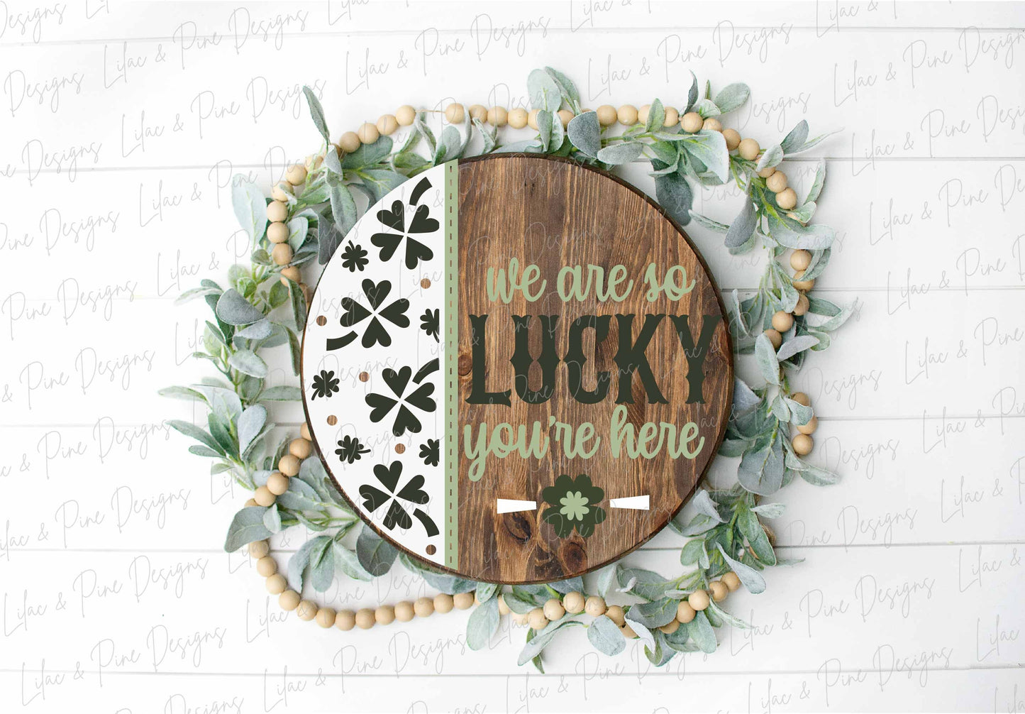 Lucky sign SVG, St Patricks Day door hanger, Shamrock Welcome sign SVG, lucky clover door round svg, Glowforge SVG, laser cut file
