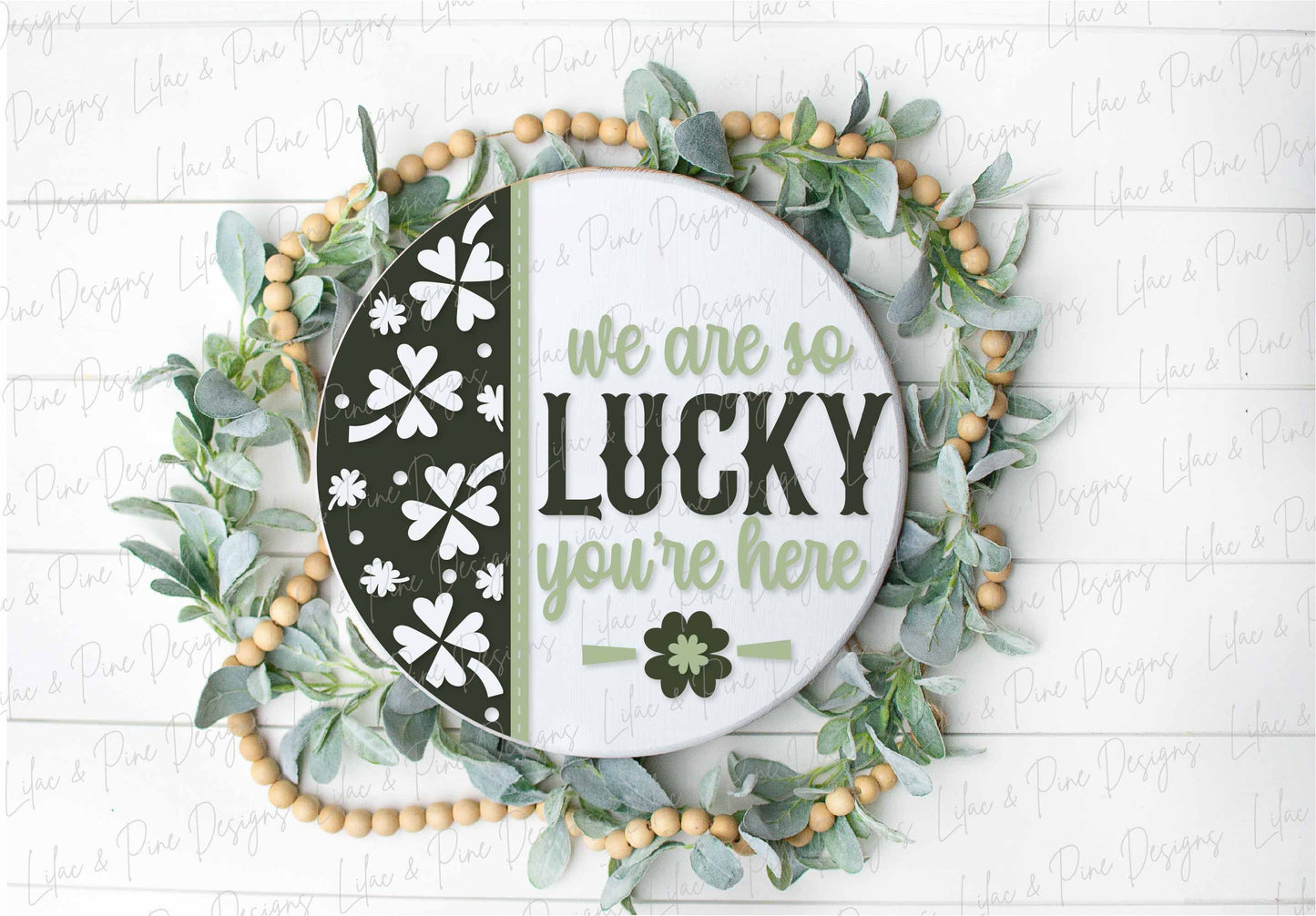 Lucky sign SVG, St Patricks Day door hanger, Shamrock Welcome sign SVG, lucky clover door round svg, Glowforge SVG, laser cut file
