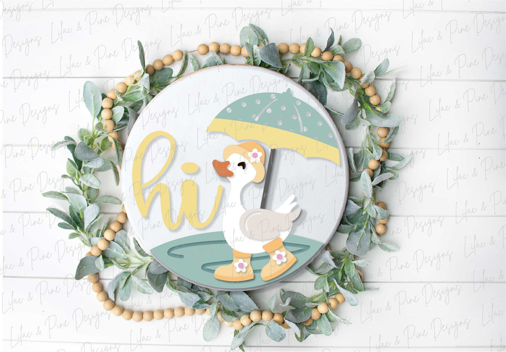 spring welcome sign SVG, duck door hanger, umbrella Welcome sign SVG, spring decor, rainboots door round svg, Glowforge SVG, laser cut file