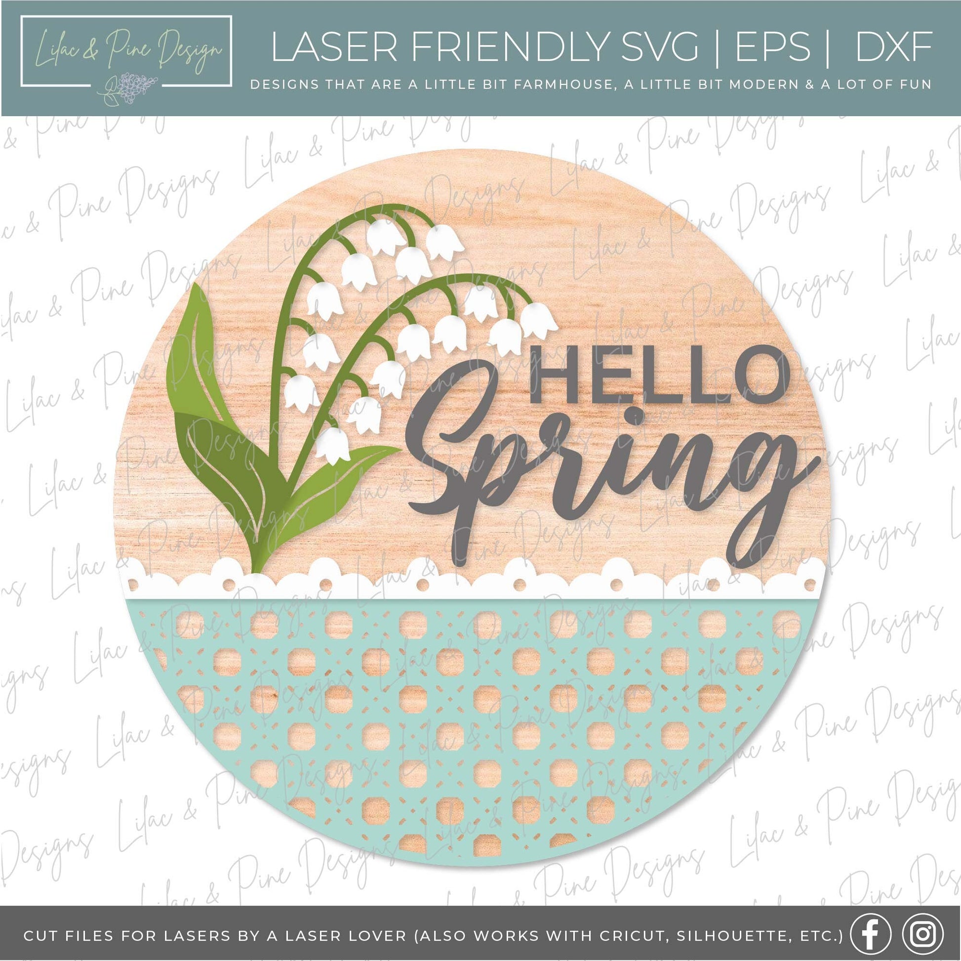 spring welcome sign SVG, hello spring door hanger, floral Welcome sign SVG, spring decor, round door hanger, Glowforge SVG, laser cut file