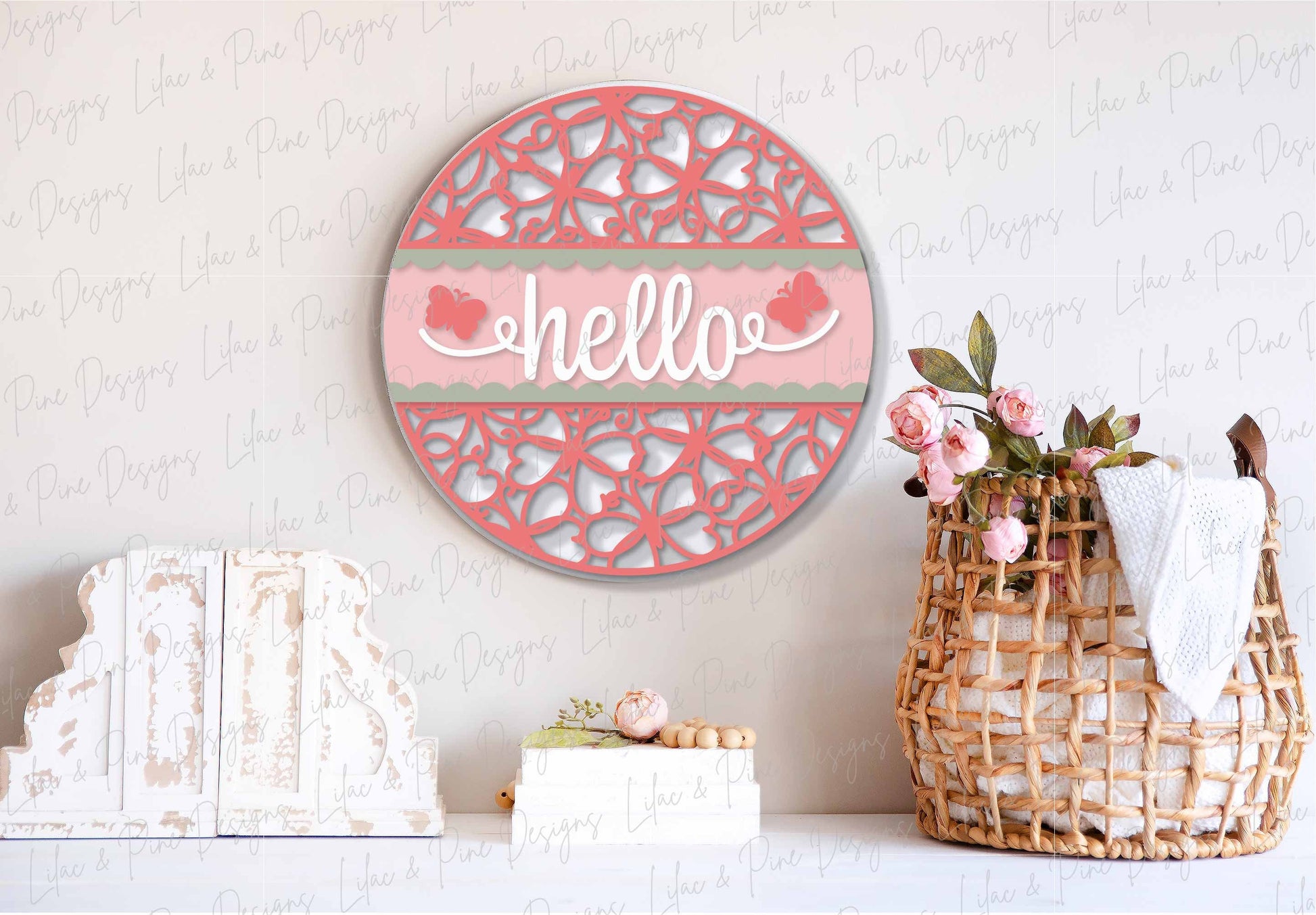 spring hello sign SVG, butterfly door hanger, butterfly Welcome sign SVG, spring decor, spring door hanger, Glowforge SVG, laser cut file
