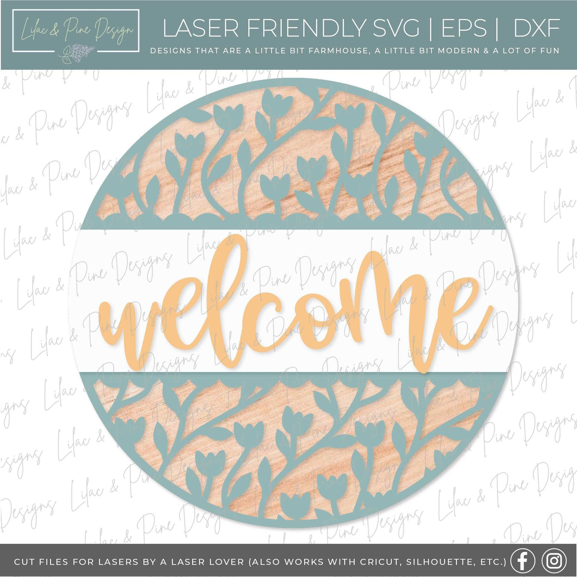 spring welcome sign SVG, tulip door hanger, tulip Welcome sign SVG, spring decor, floral svg, Cricut svg, Glowforge SVG, laser cut file