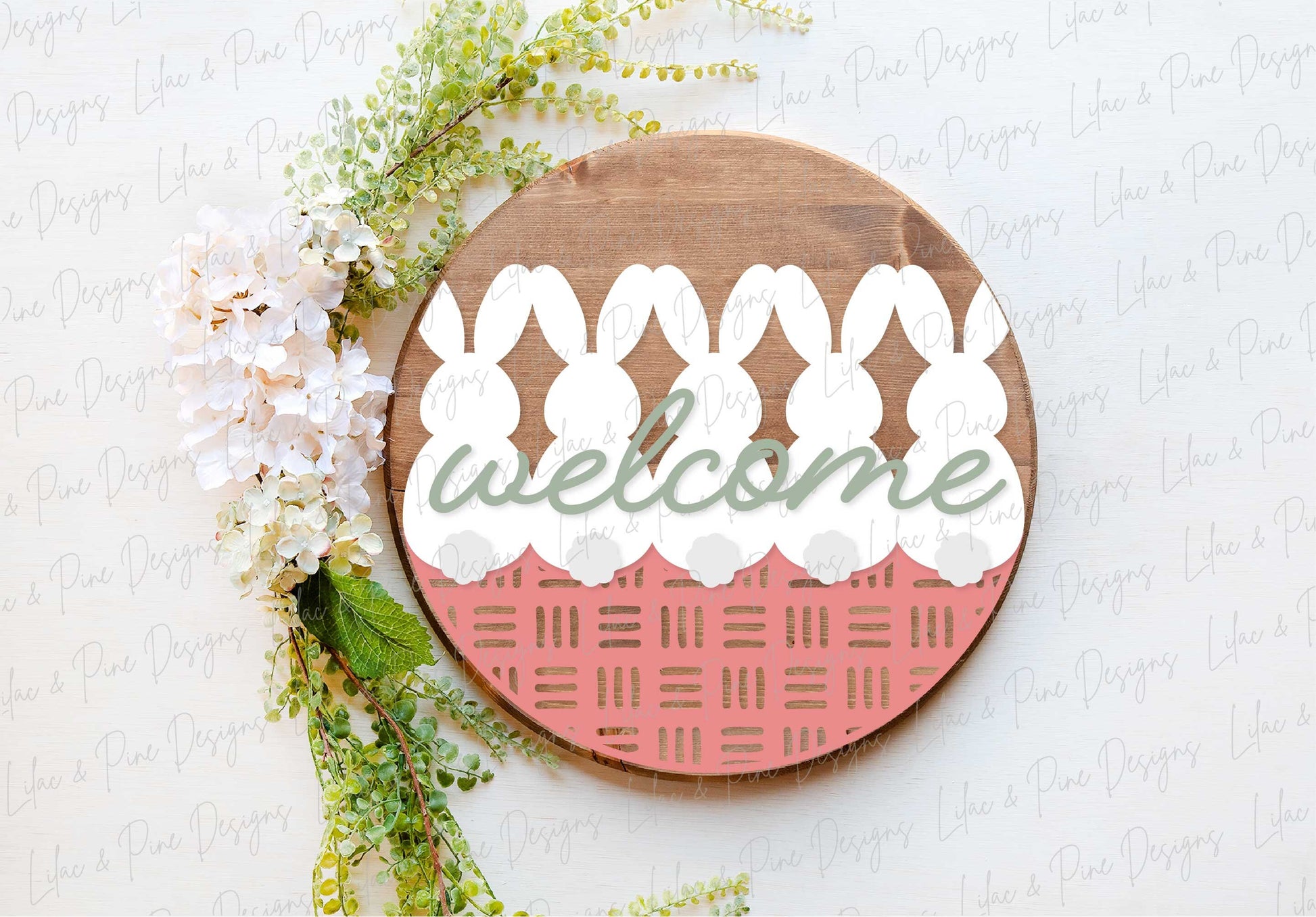 Easter welcome sign SVG, bunny door hanger, spring Welcome, Easter wall art, spring decor, Easter sign SVG, Glowforge SVG, laser cut file