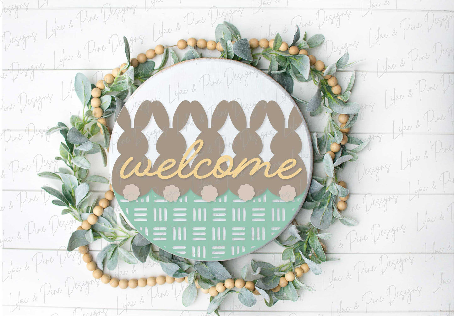 Easter welcome sign SVG, bunny door hanger, spring Welcome, Easter wall art, spring decor, Easter sign SVG, Glowforge SVG, laser cut file