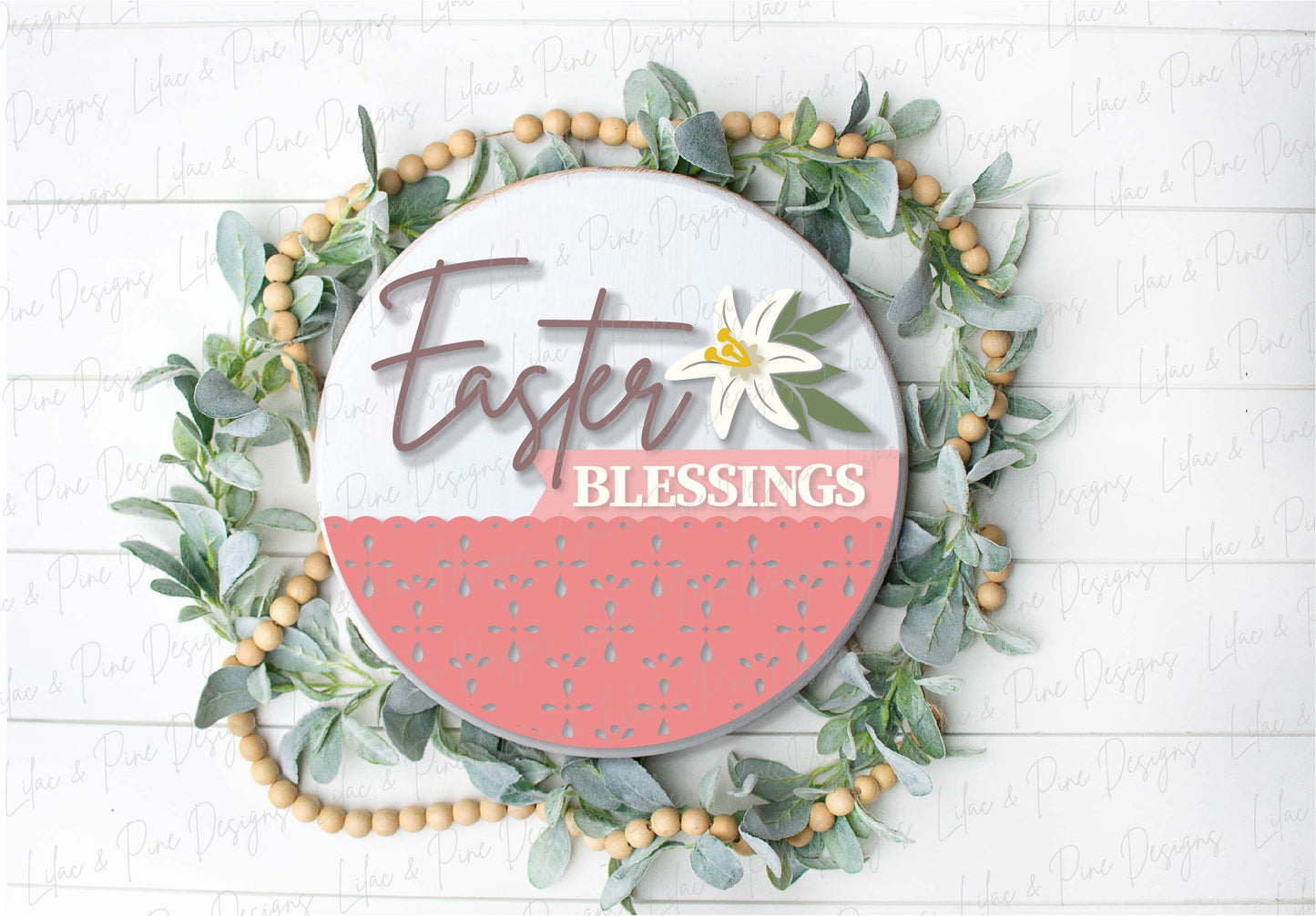 Easter Blessings sign SVG, Easter lily door hanger, Easter Welcome sign SVG, Easter decor, Easter wall decor, Glowforge SVG, laser cut file