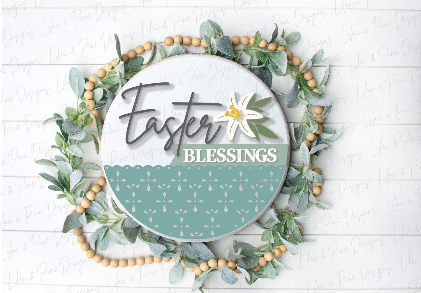 Easter Blessings sign SVG, Easter lily door hanger, Easter Welcome sign SVG, Easter decor, Easter wall decor, Glowforge SVG, laser cut file