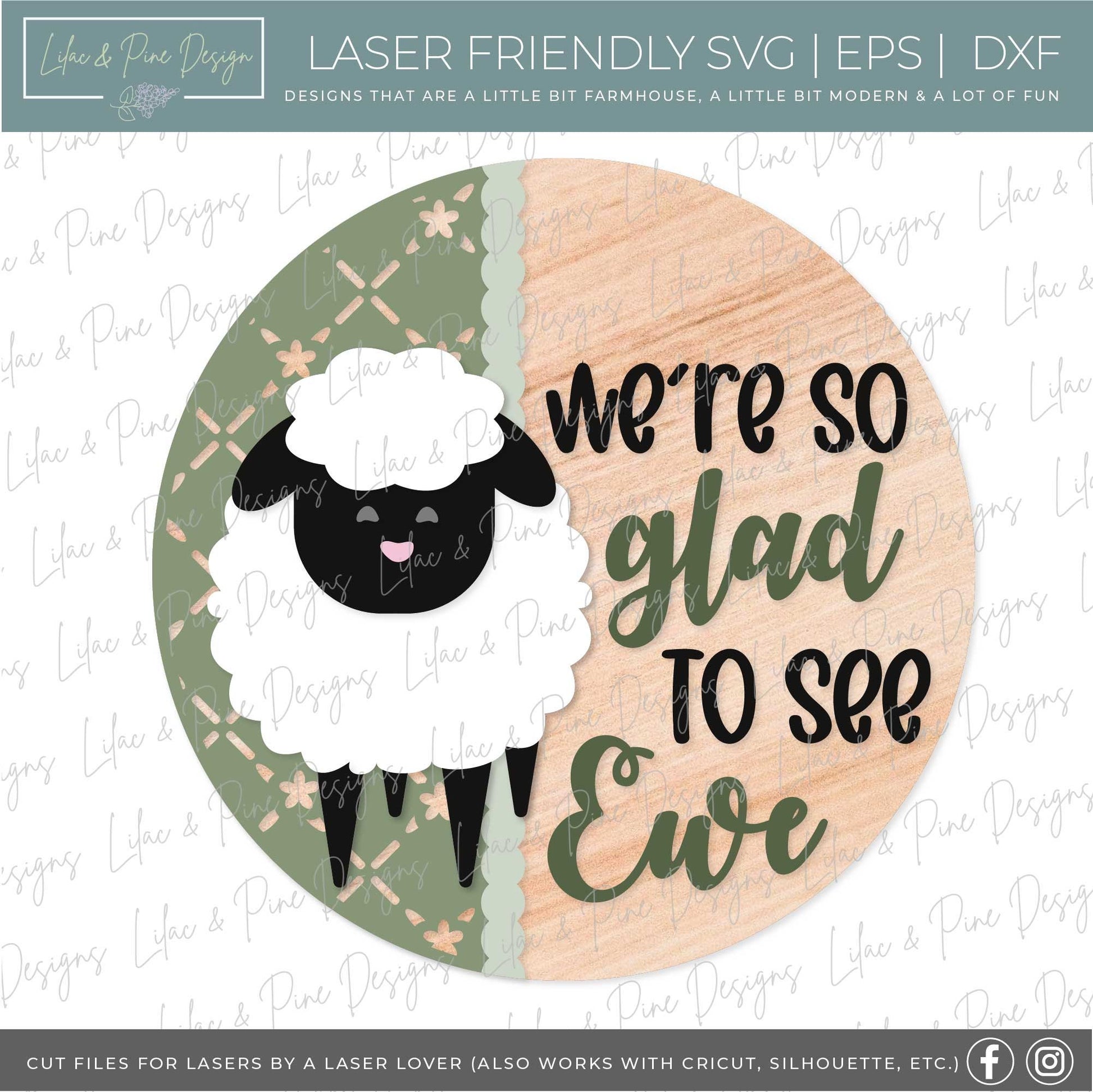 Sheep Welcome sign SVG, Easter lamb door hanger, Farmhouse Welcome sign SVG, Farmhouse decor, Spring wall art, Glowforge SVG, laser cut file