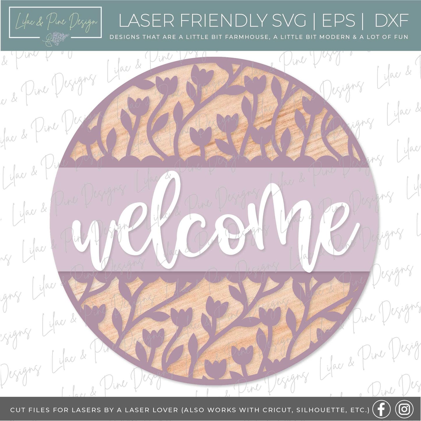 spring welcome sign SVG, tulip door hanger, tulip Welcome sign SVG, spring decor, floral svg, Cricut svg, Glowforge SVG, laser cut file