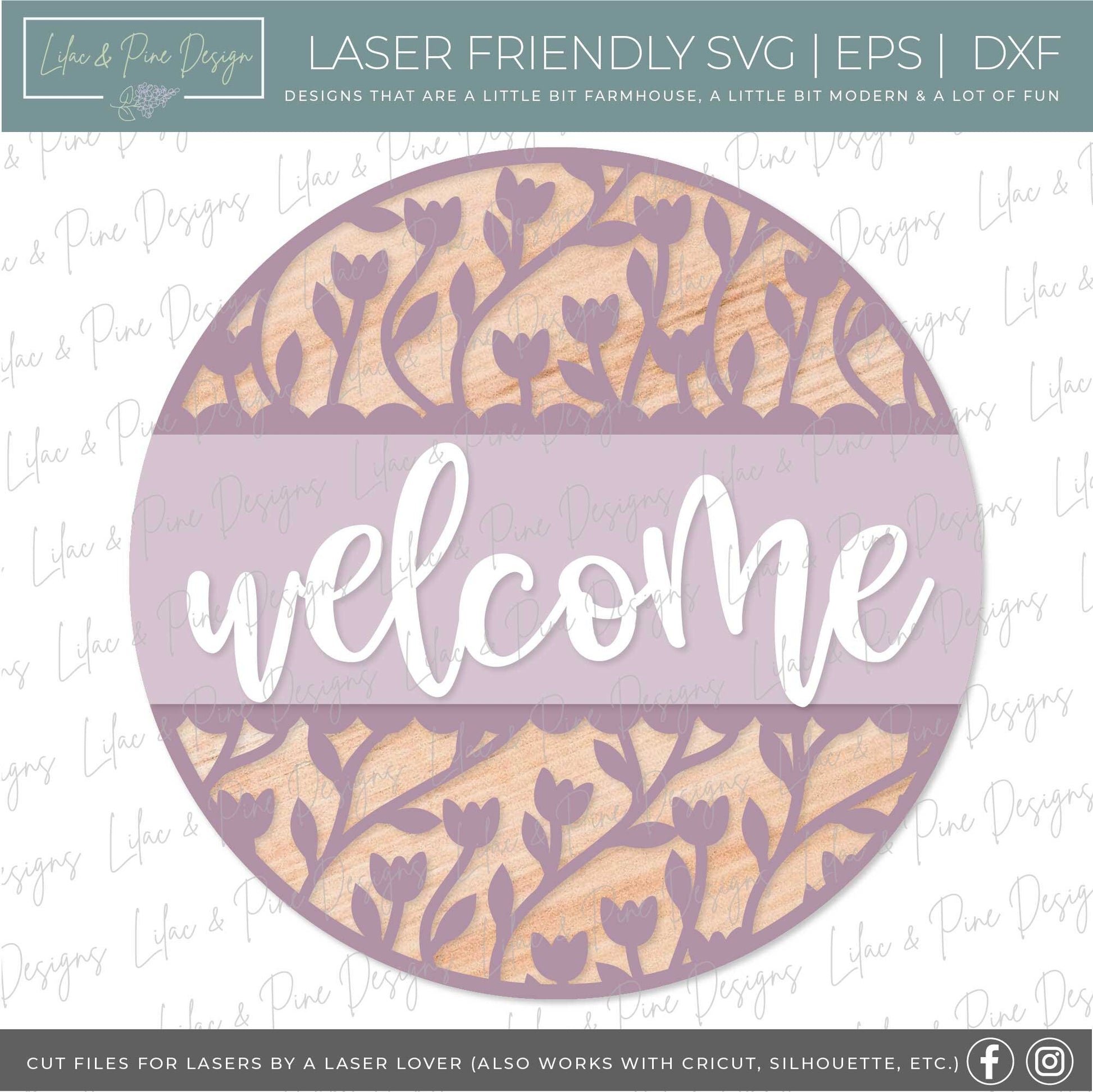 spring welcome sign SVG, tulip door hanger, tulip Welcome sign SVG, spring decor, floral svg, Cricut svg, Glowforge SVG, laser cut file