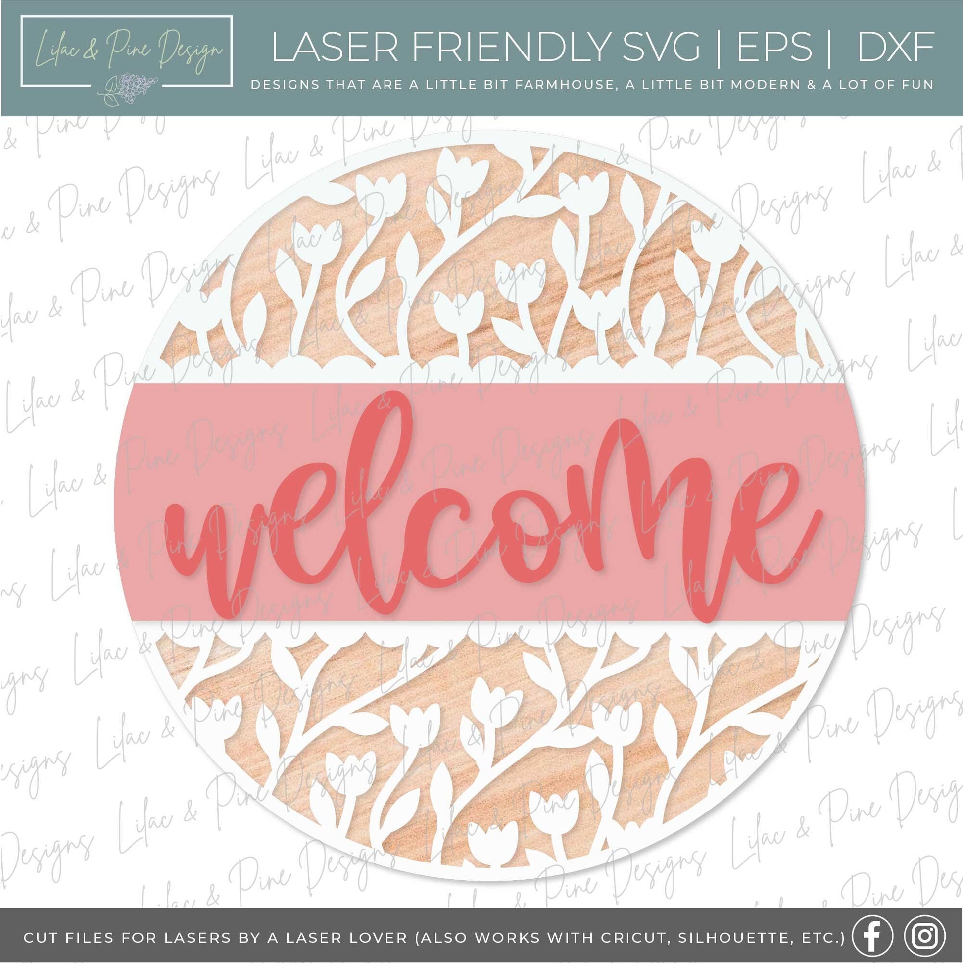 spring welcome sign SVG, tulip door hanger, tulip Welcome sign SVG, spring decor, floral svg, Cricut svg, Glowforge SVG, laser cut file
