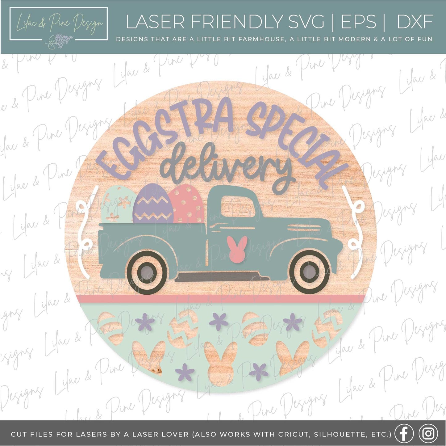 Easter truck sign SVG, Easter egg door hanger svg, Easter Welcome sign SVG, Easter decor, Easter wall decor, Glowforge SVG, laser cut file