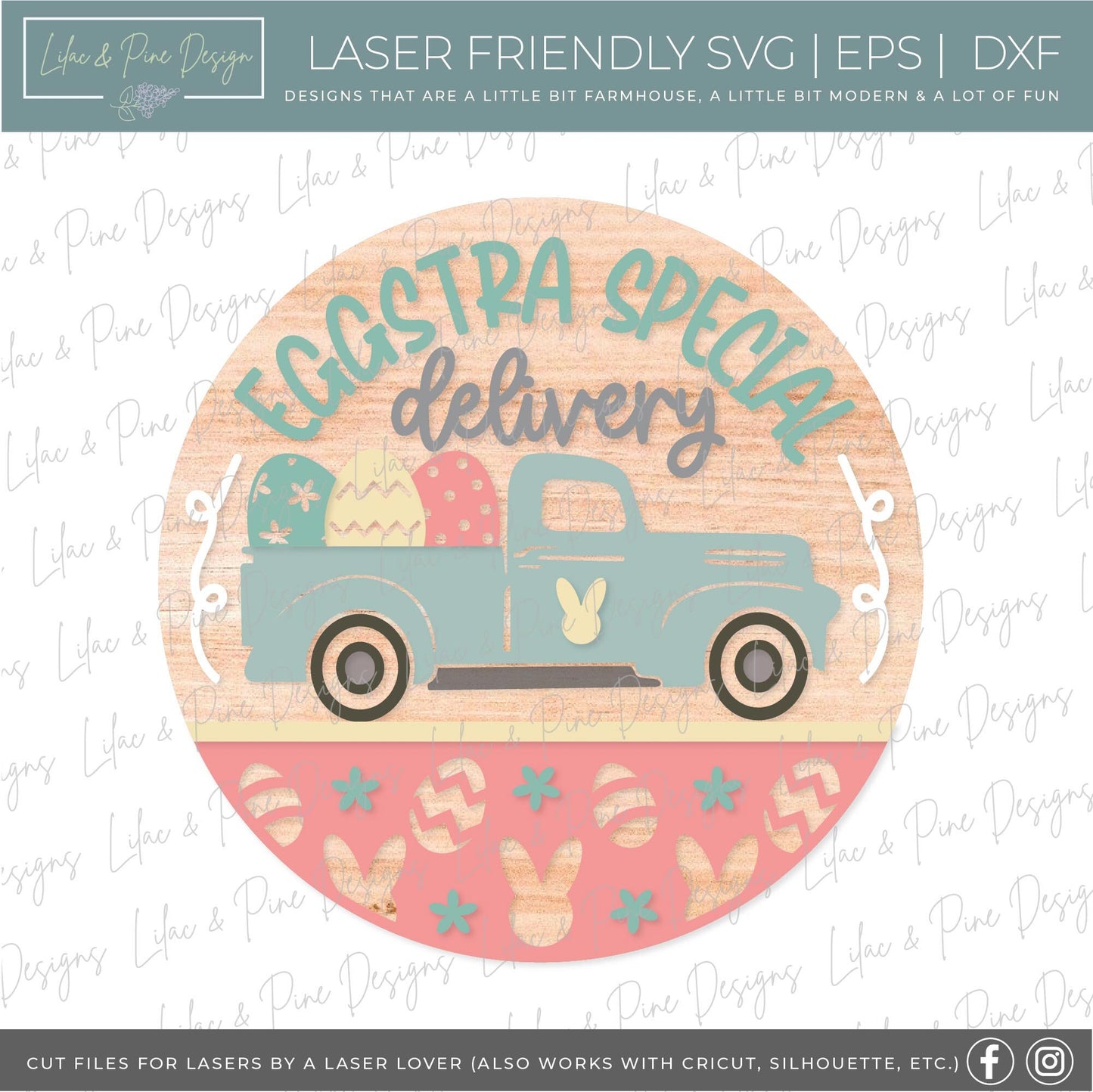 Easter truck sign SVG, Easter egg door hanger svg, Easter Welcome sign SVG, Easter decor, Easter wall decor, Glowforge SVG, laser cut file