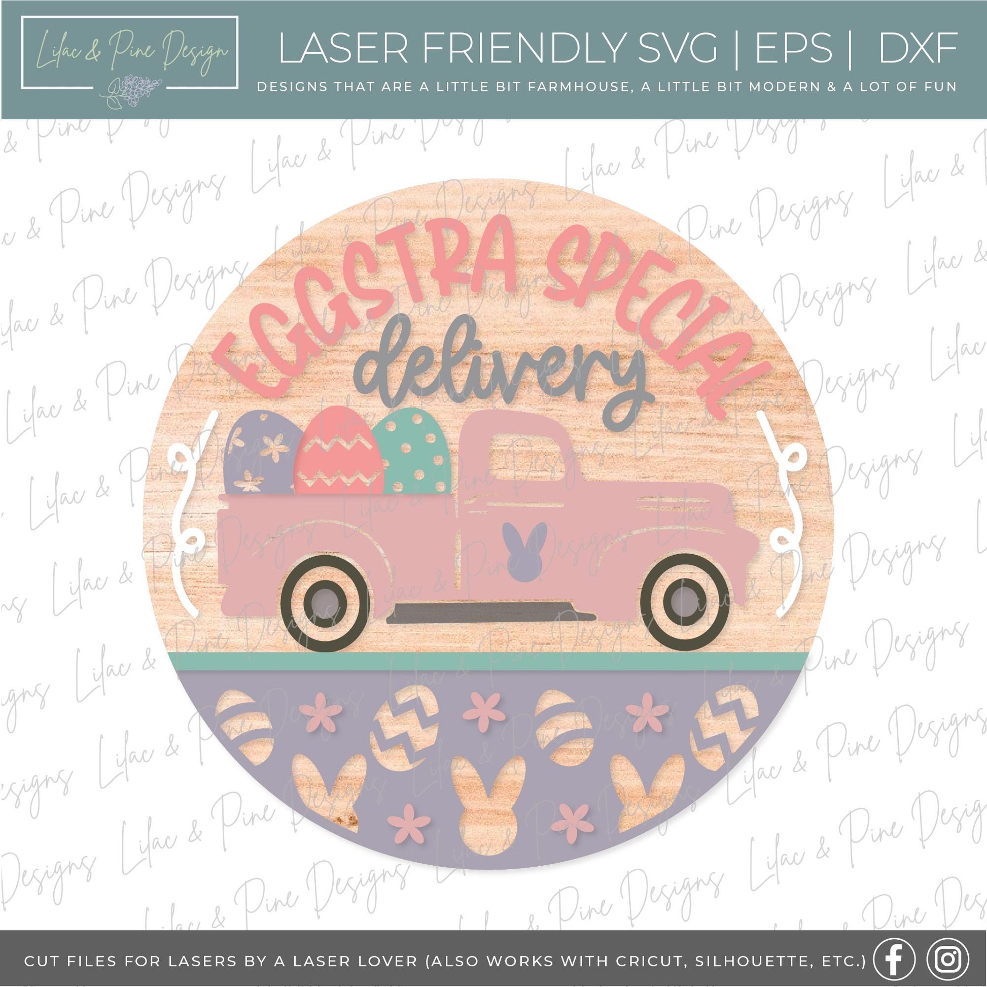 Easter truck sign SVG, Easter egg door hanger svg, Easter Welcome sign SVG,  Easter decor, Easter wall decor, Glowforge SVG, laser cut file