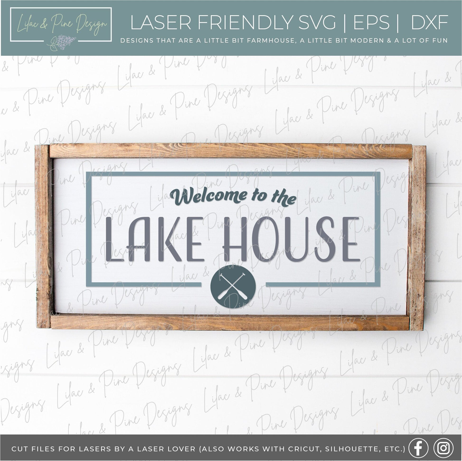 Lake House SVG - Summer SVG - Lake House Decor - Welcome SVG - Anchor svg - Paddle svg - Lake house laser cut file - Cricut cut file