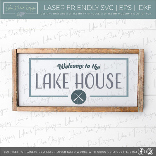 Lake House SVG - Summer SVG - Lake House Decor - Welcome SVG - Anchor svg - Paddle svg - Lake house laser cut file - Cricut cut file