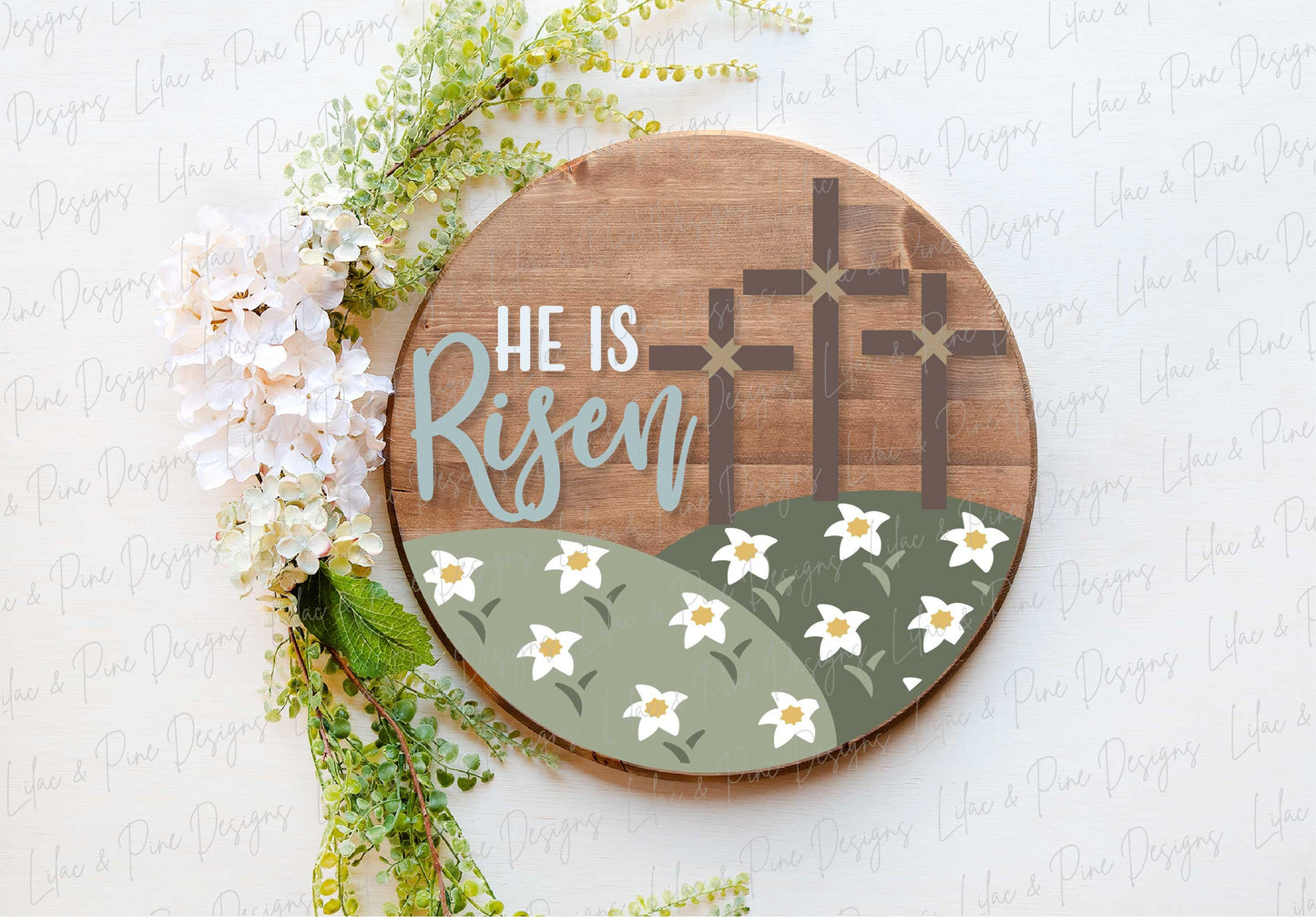 Easter door hanger SVG, He is Risen door hanger, Easter cross Welcome sign SVG, Easter decor, Christian svg, Glowforge SVG, laser cut file