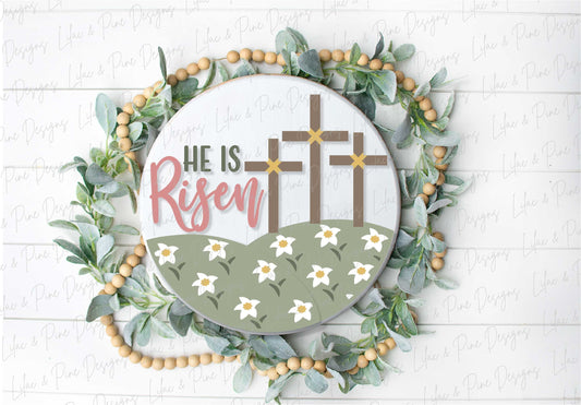 Easter door hanger SVG, He is Risen door hanger, Easter cross Welcome sign SVG, Easter decor, Christian svg, Glowforge SVG, laser cut file