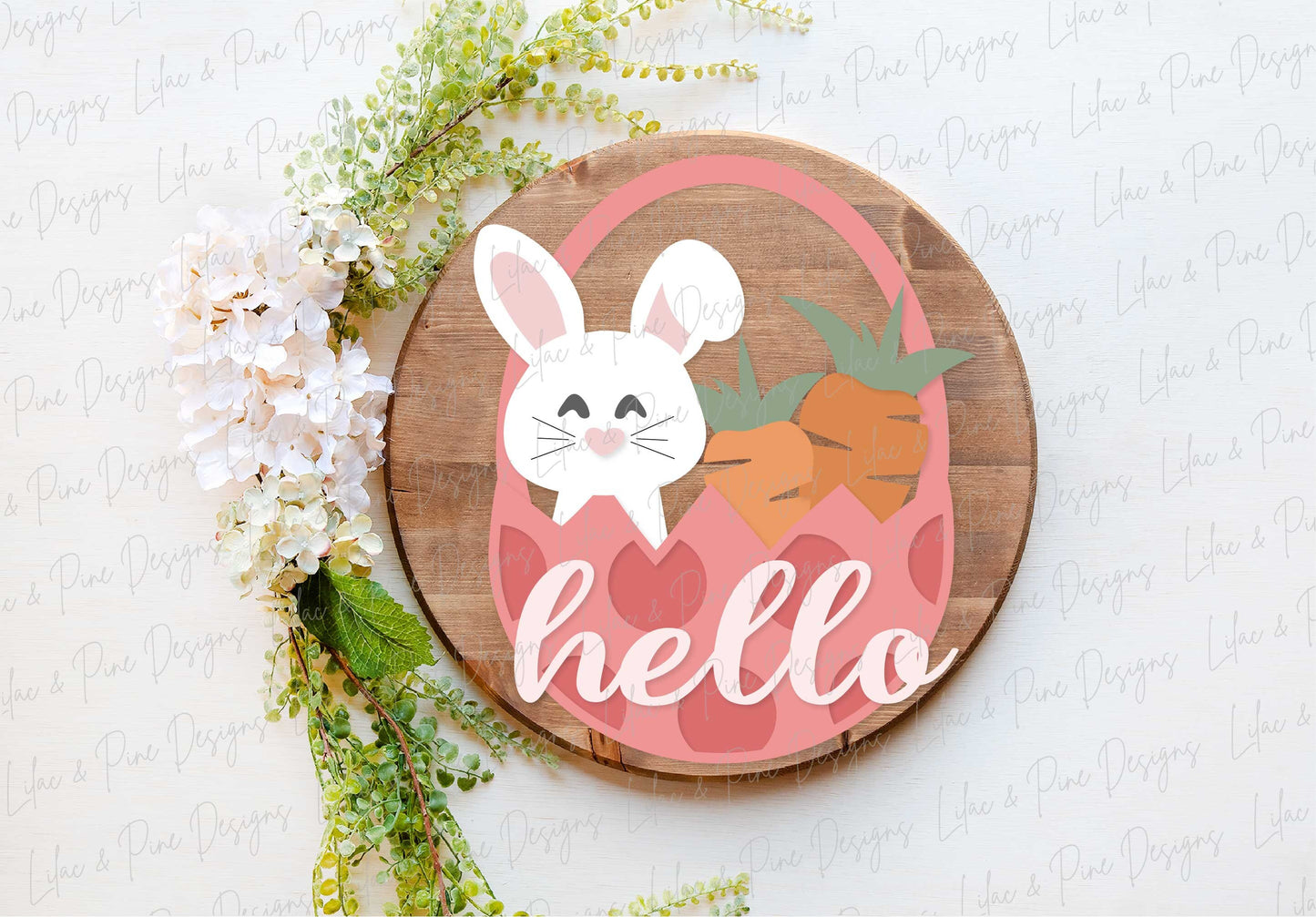 Easter hello sign SVG, Easter bunny door hanger, Easter Welcome sign SVG, Easter decor, Easter wall decor, Glowforge SVG, laser cut file