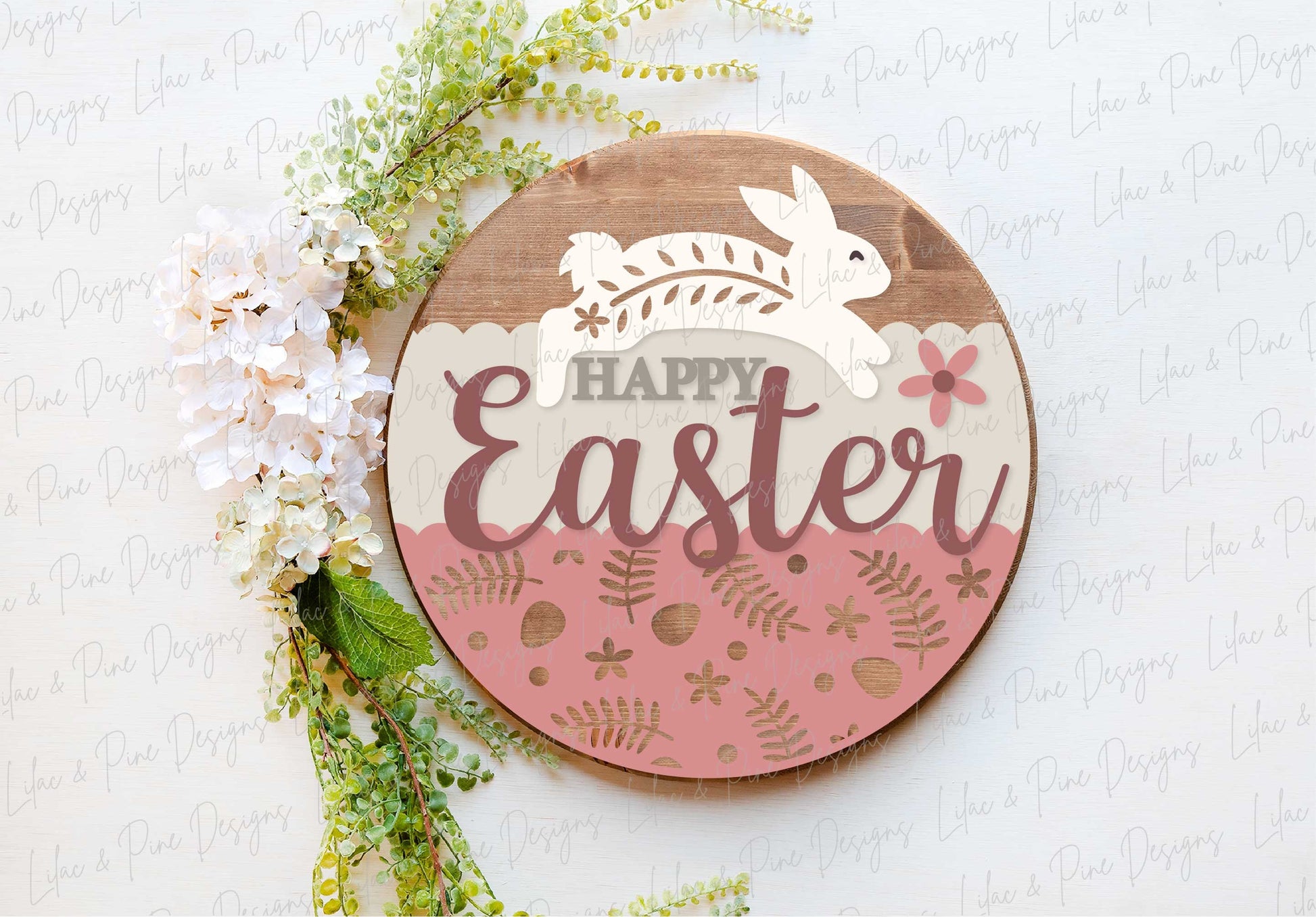 Happy Easter sign SVG, Easter door hanger, Easter Bunny Welcome sign SVG, Easter decor, Cottagecore Easter, Glowforge SVG, laser cut file