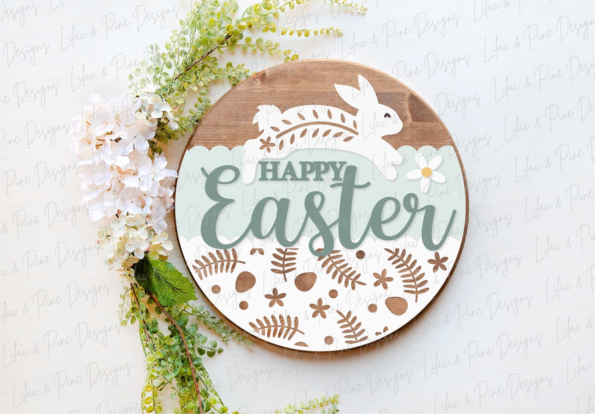 Happy Easter sign SVG, Easter door hanger, Easter Bunny Welcome sign SVG, Easter decor, Cottagecore Easter, Glowforge SVG, laser cut file