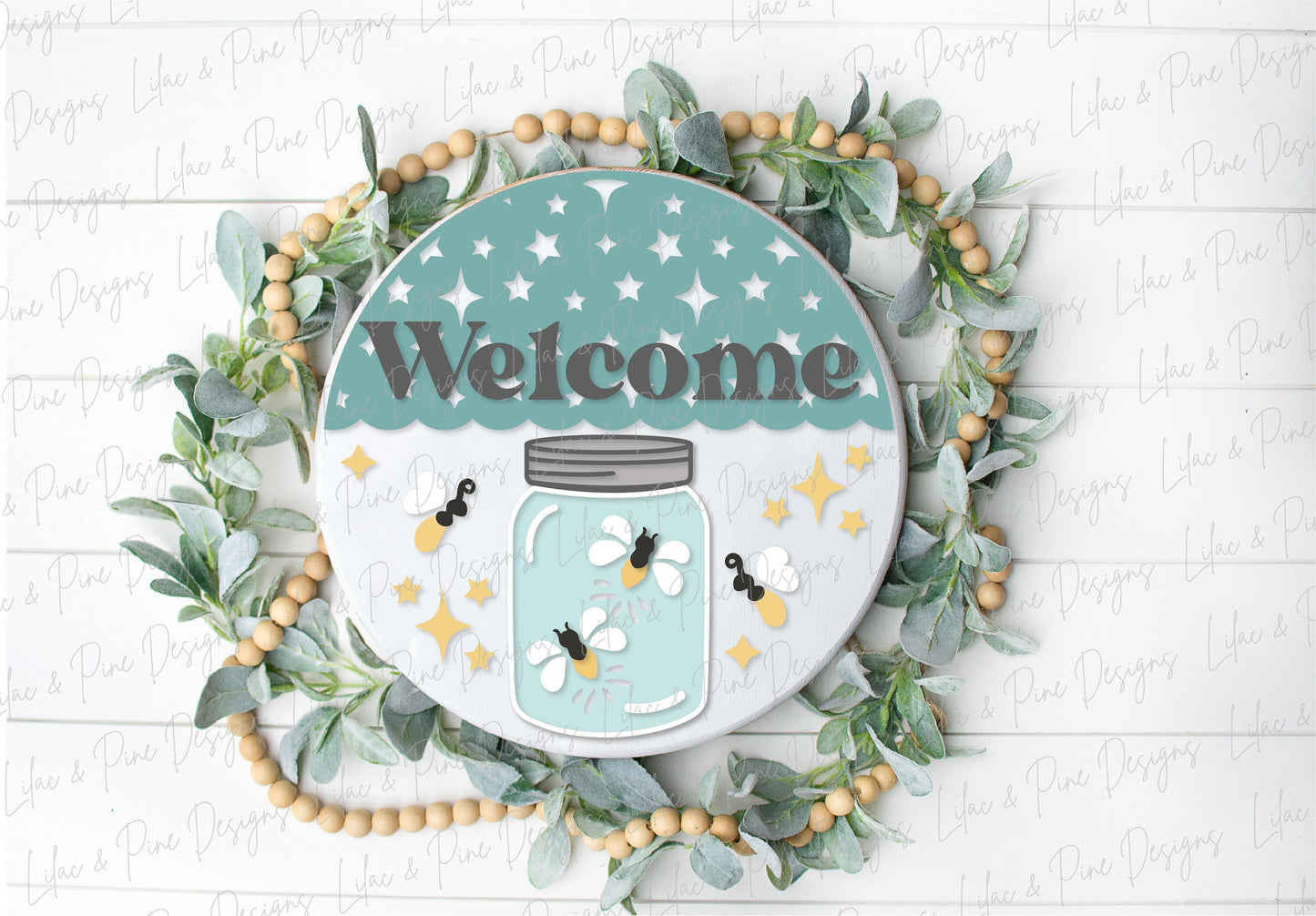 Firefly welcome sign SVG, Lightning bug door hanger svg, Summer Welcome sign SVG, Summer porch decor, Glowforge SVG, laser cut file