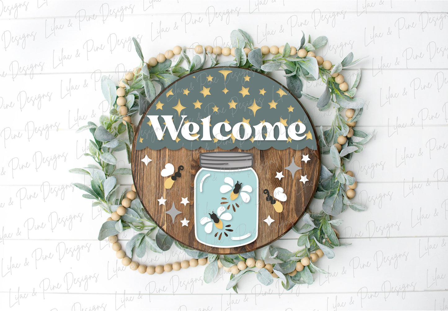 Firefly welcome sign SVG, Lightning bug door hanger svg, Summer Welcome sign SVG, Summer porch decor, Glowforge SVG, laser cut file