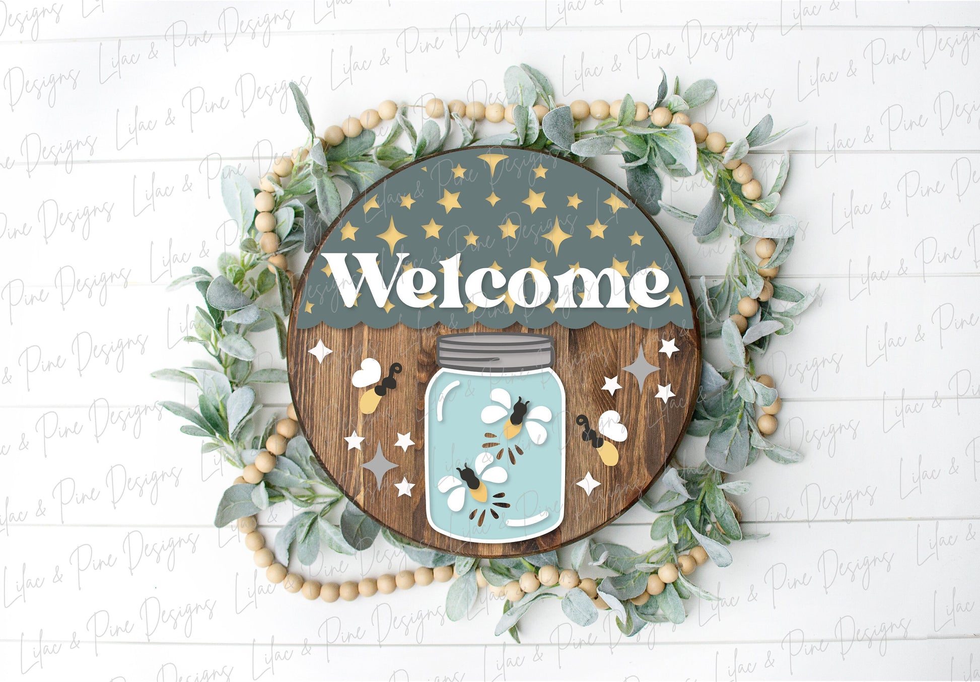 Firefly welcome sign SVG, Lightning bug door hanger svg, Summer Welcome sign SVG,  Summer porch decor, Glowforge SVG, laser cut file