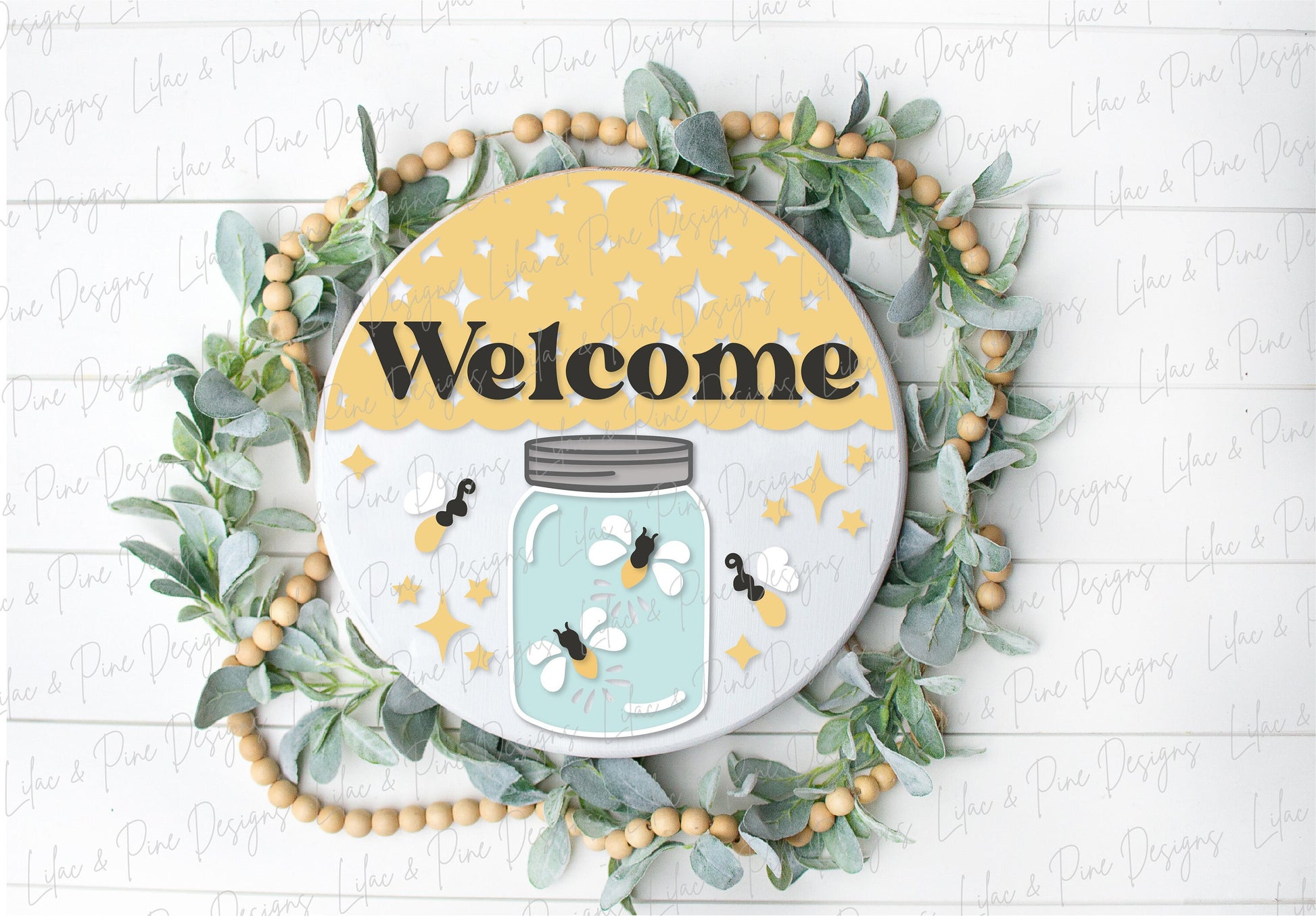 Firefly welcome sign SVG, Lightning bug door hanger svg, Summer Welcome sign SVG,  Summer porch decor, Glowforge SVG, laser cut file