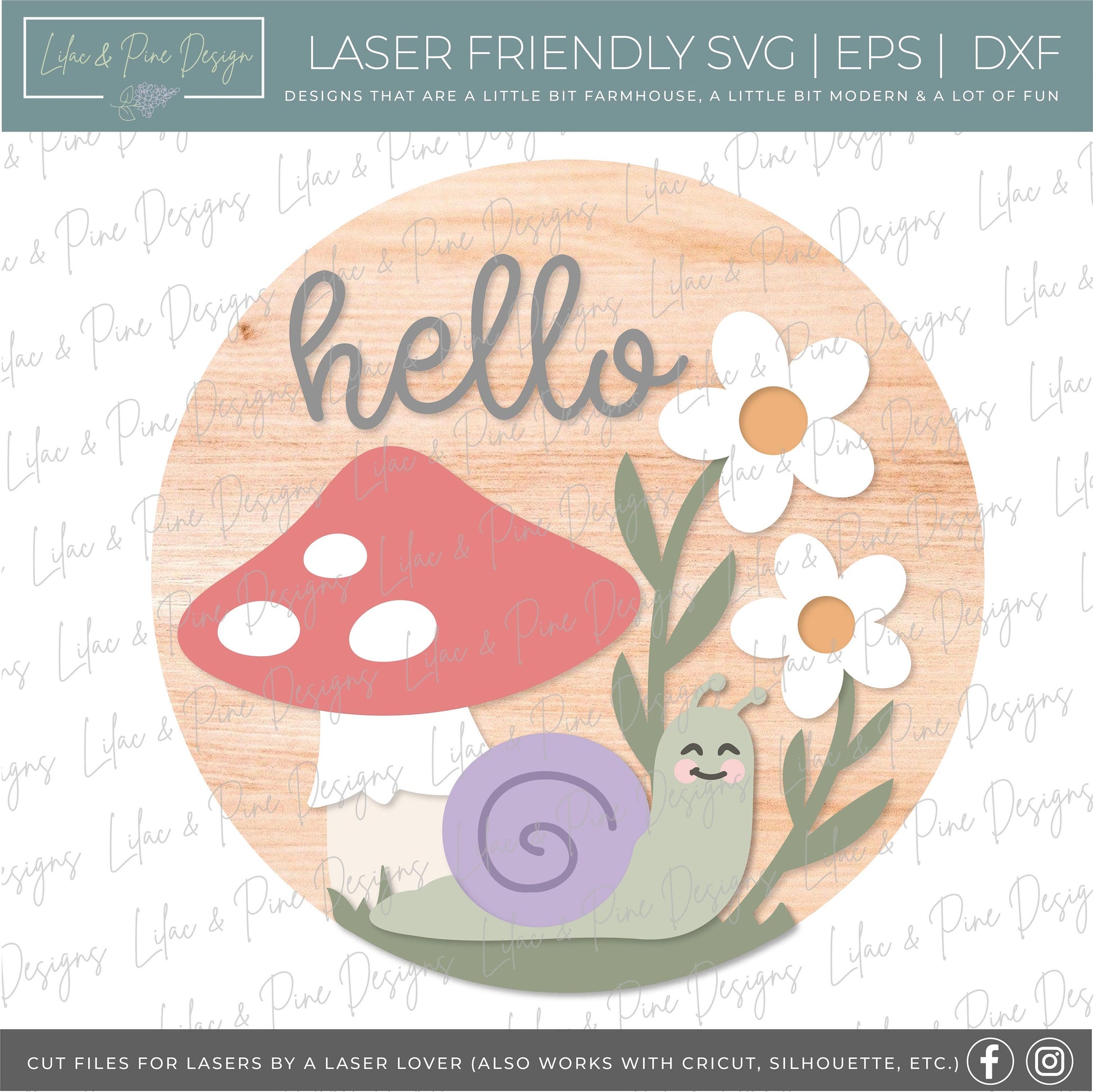 Mushroom hello sign SVG, Mushroom door hanger, Summer Welcome sign SVG,  Spring door hanger, cottagecore svg, Glowforge SVG, laser cut file