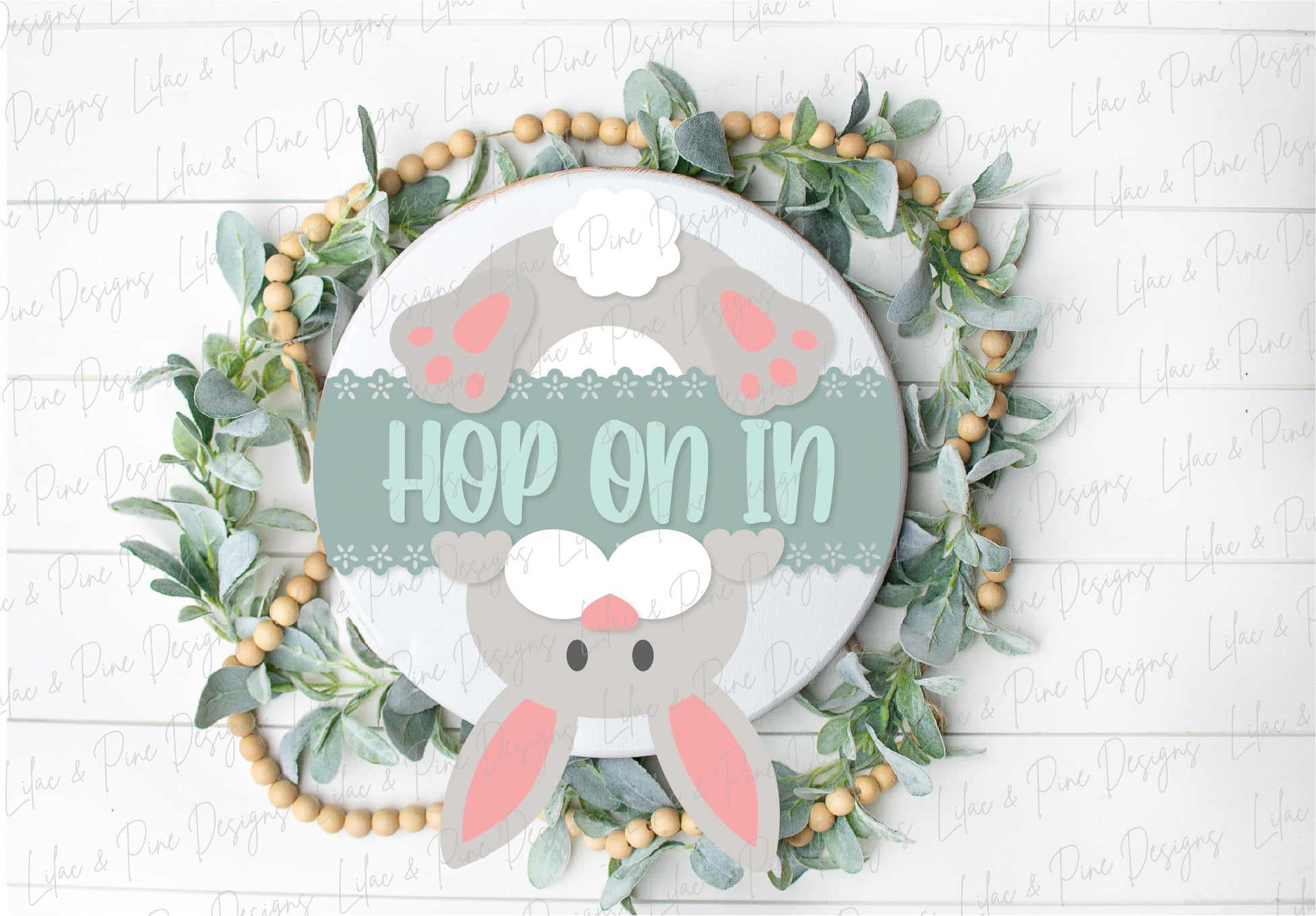 Hop on in sign SVG, bunny welcome sign SVG, Easter bunny door hanger svg, spring decor, Easter wall art, Glowforge SVG, laser cut file