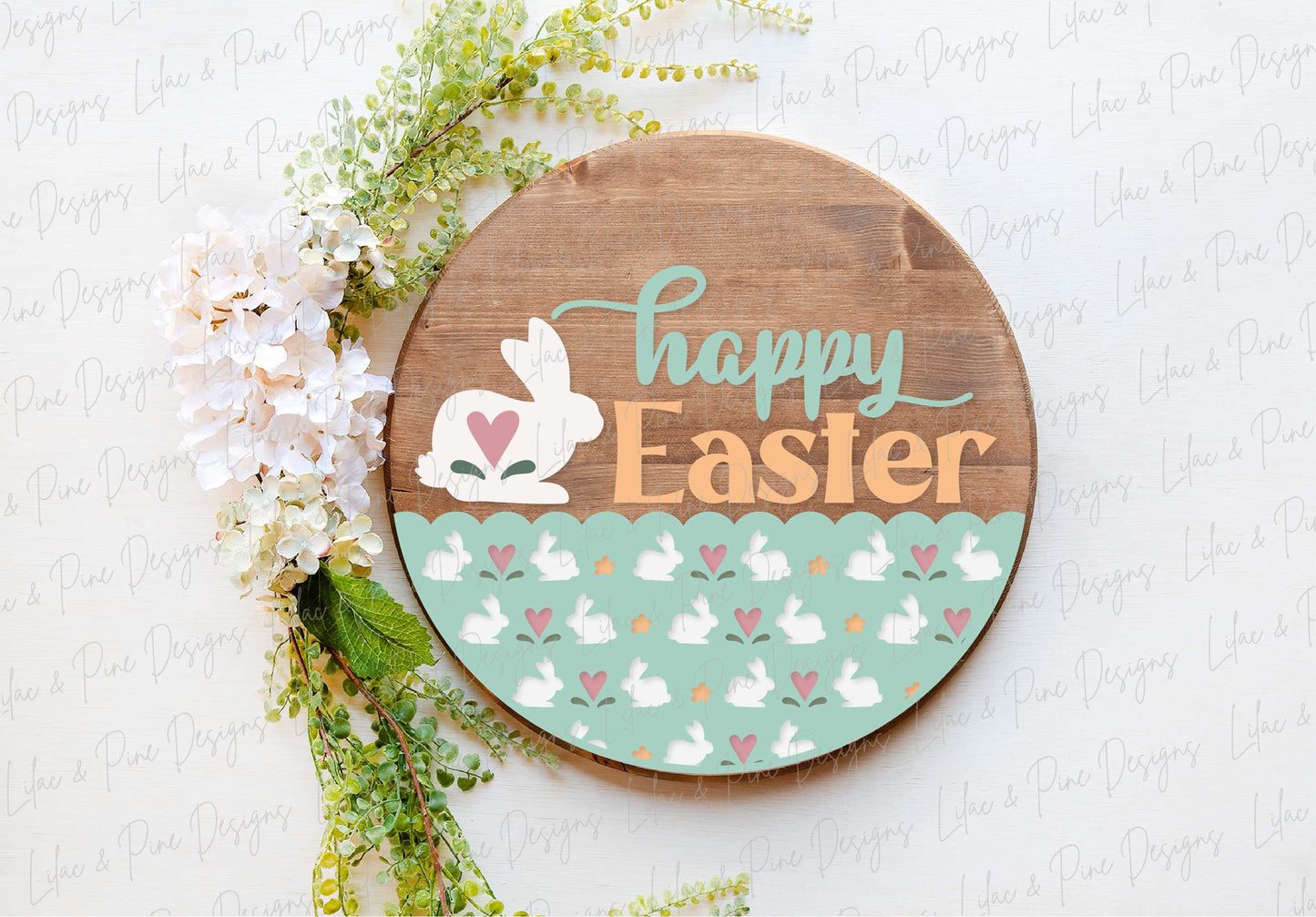 happy Easter sign SVG, Easter bunny door hanger, Easter Welcome sign SVG, cottage core Easter decor, Glowforge SVG, laser cut file