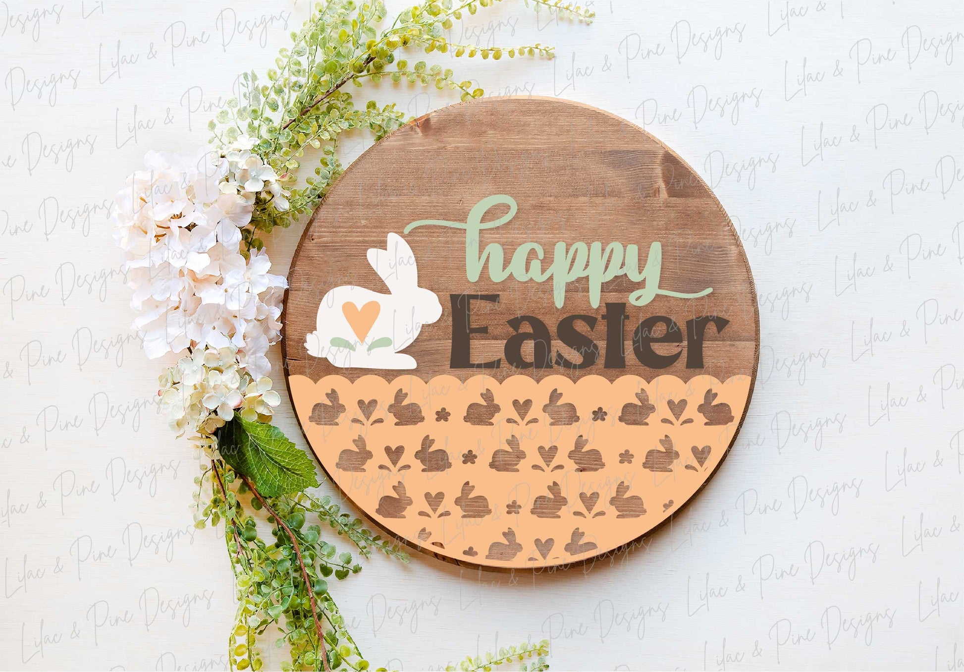 happy Easter sign SVG, Easter bunny door hanger, Easter Welcome sign SVG, cottage core Easter decor, Glowforge SVG, laser cut file