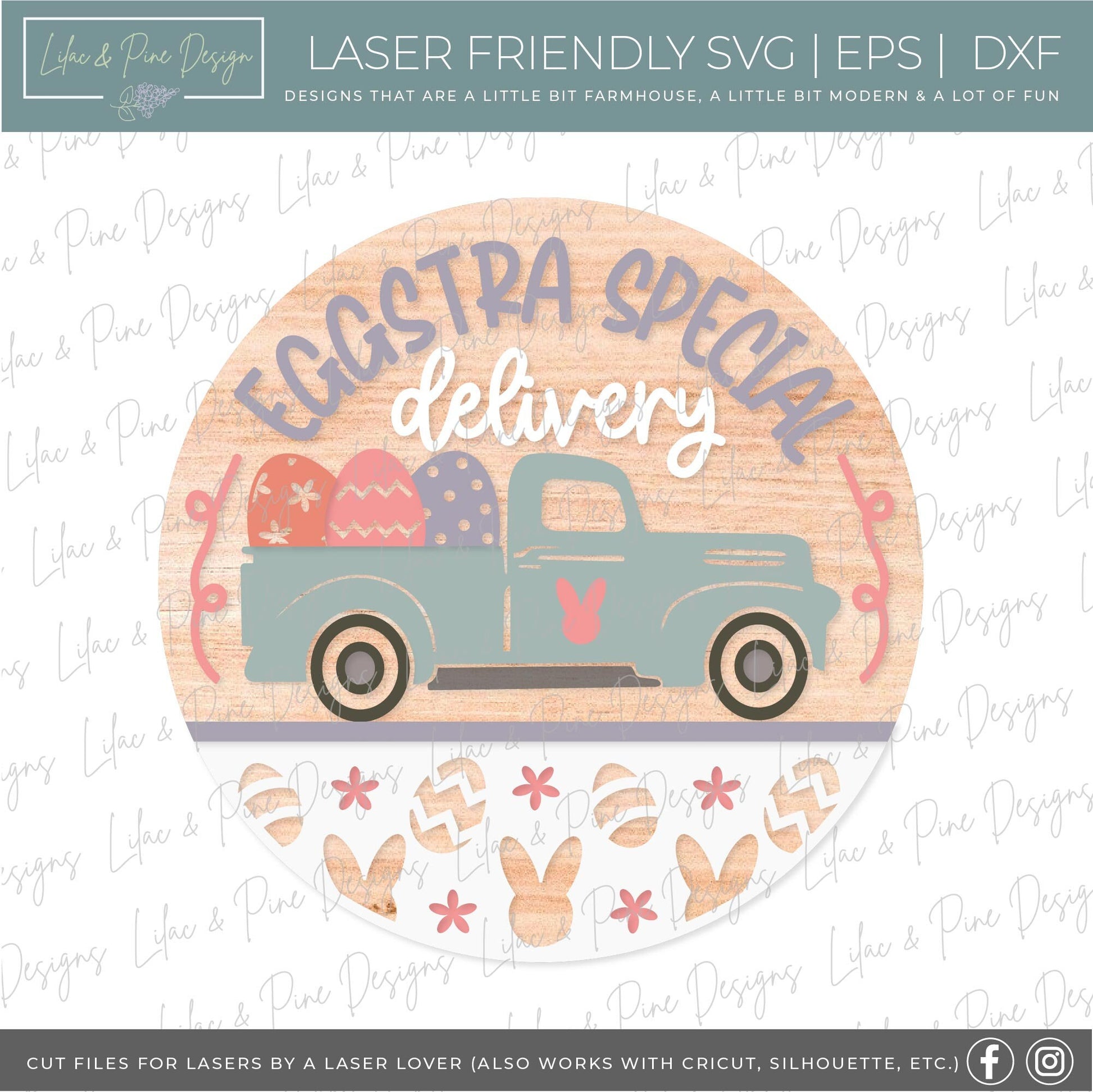 Easter truck sign SVG, Easter egg door hanger svg, Easter Welcome sign SVG,  Easter decor, Easter wall decor, Glowforge SVG, laser cut file