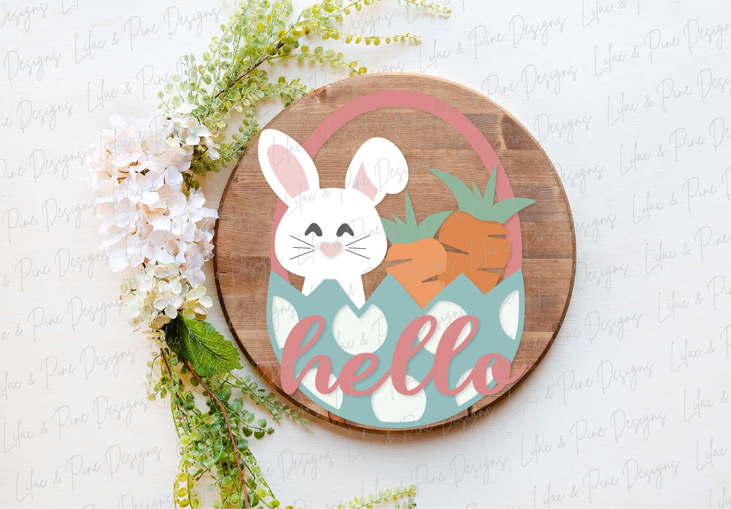 Easter hello sign SVG, Easter bunny door hanger, Easter Welcome sign SVG, Easter decor, Easter wall decor, Glowforge SVG, laser cut file