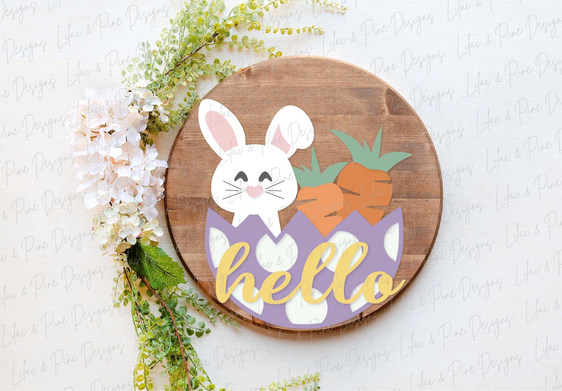 Easter hello sign SVG, Easter bunny door hanger, Easter Welcome sign SVG, Easter decor, Easter wall decor, Glowforge SVG, laser cut file