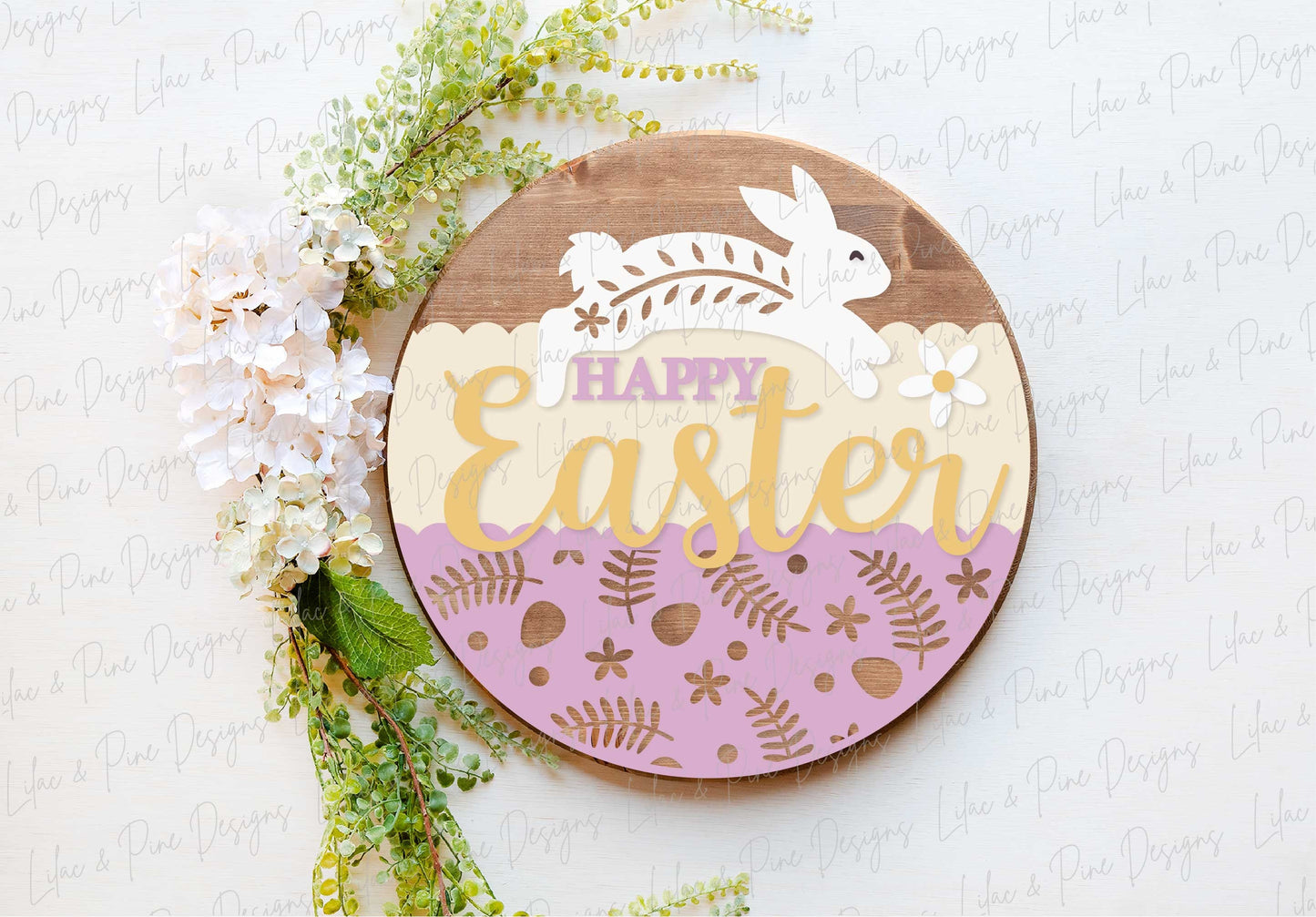 Happy Easter sign SVG, Easter door hanger, Easter Bunny Welcome sign SVG, Easter decor, Cottagecore Easter, Glowforge SVG, laser cut file
