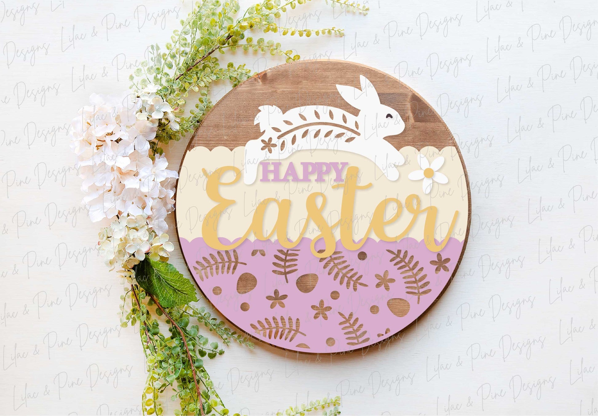 Happy Easter sign SVG, Easter door hanger, Easter Bunny Welcome sign SVG, Easter decor, Cottagecore Easter, Glowforge SVG, laser cut file