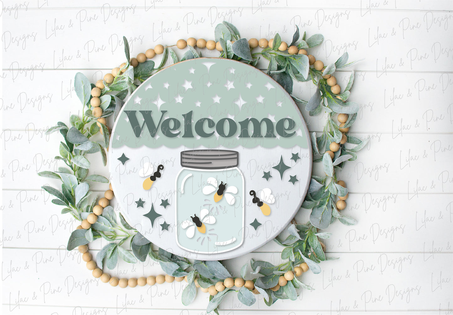 Firefly welcome sign SVG, Lightning bug door hanger svg, Summer Welcome sign SVG, Summer porch decor, Glowforge SVG, laser cut file