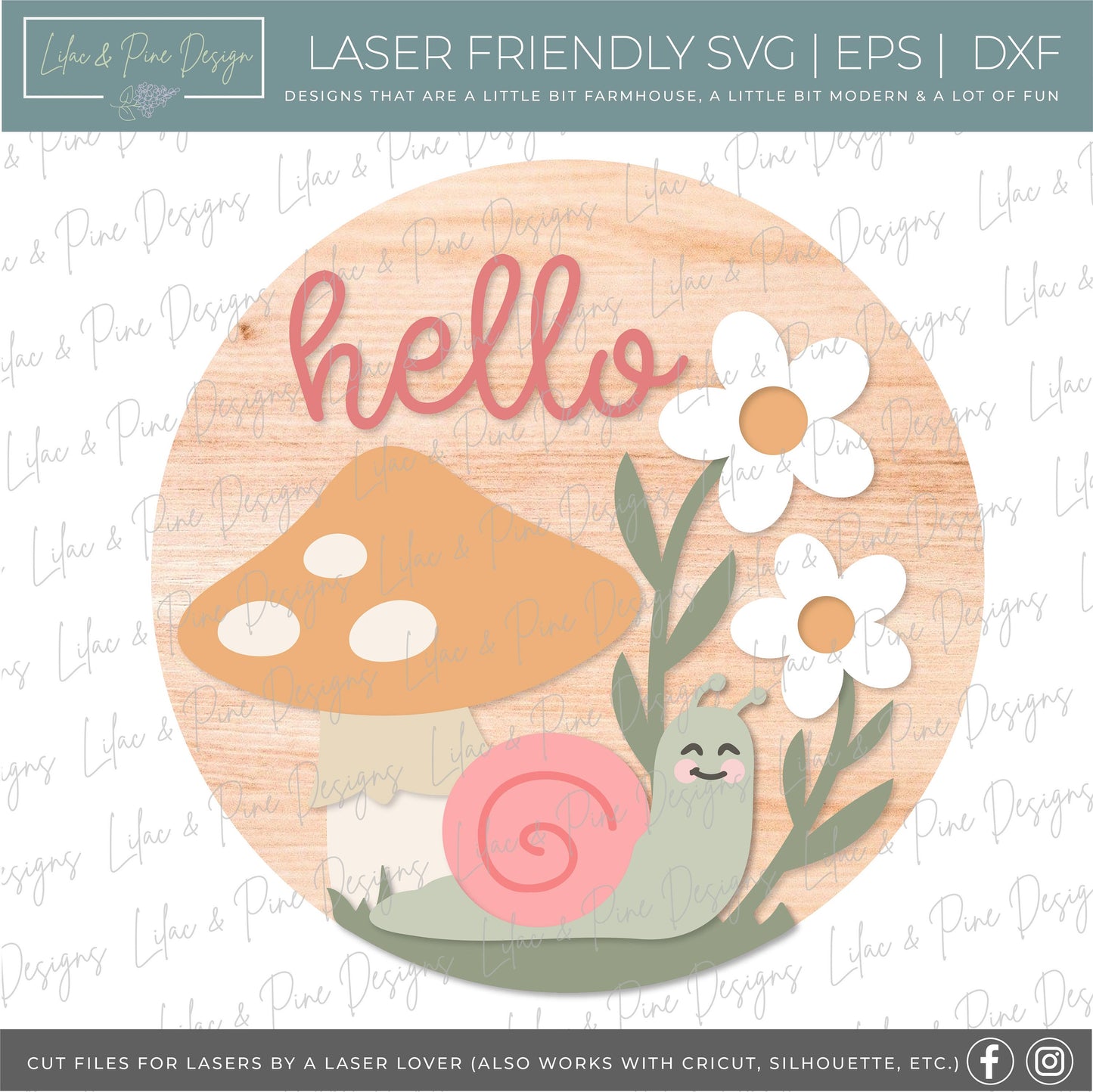 Mushroom hello sign SVG, Mushroom door hanger, Summer Welcome sign SVG, Spring door hanger, cottagecore svg, Glowforge SVG, laser cut file