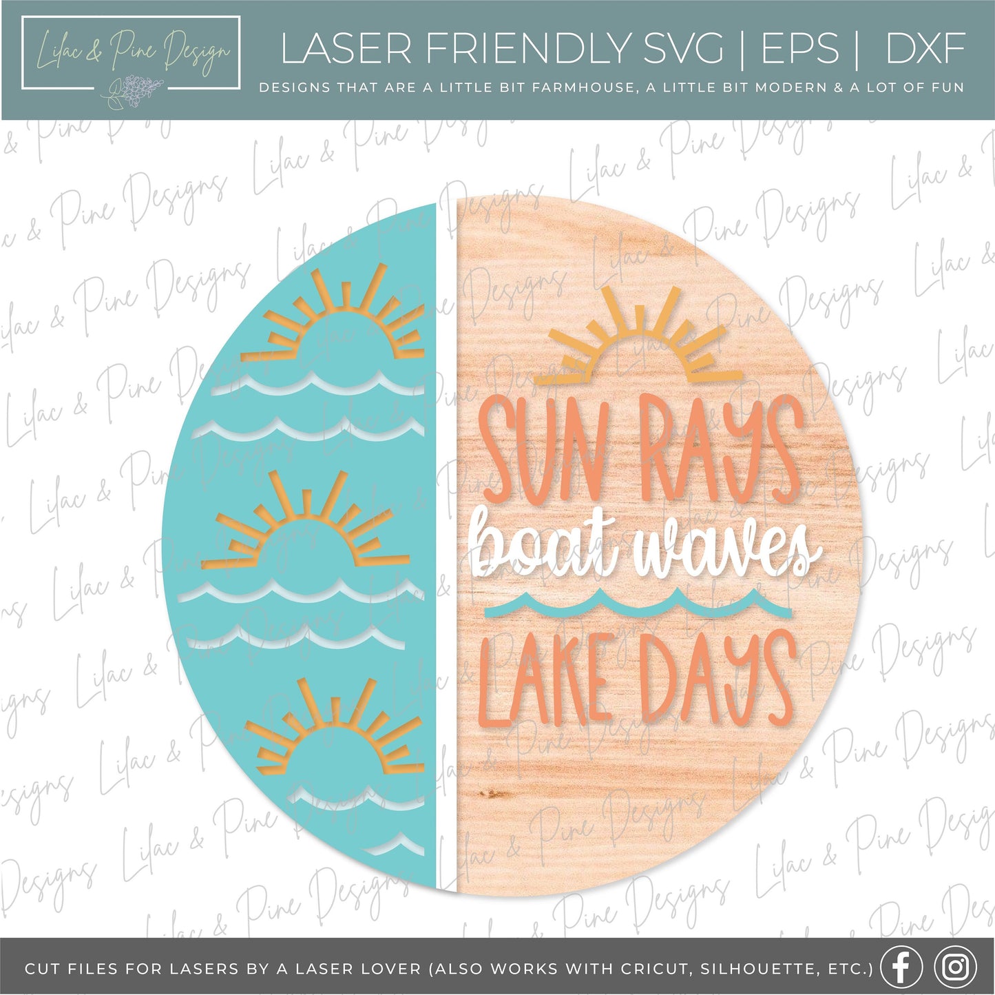 Boat waves sign, Lake days SVG, summer welcome sign SVG, lake days door hanger, summer sag, lake house decor, Glowforge SVG, laser cut file