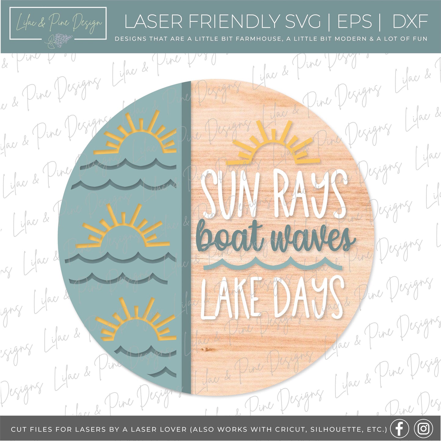 Boat waves sign, Lake days SVG, summer welcome sign SVG, lake days door hanger, summer sag, lake house decor, Glowforge SVG, laser cut file