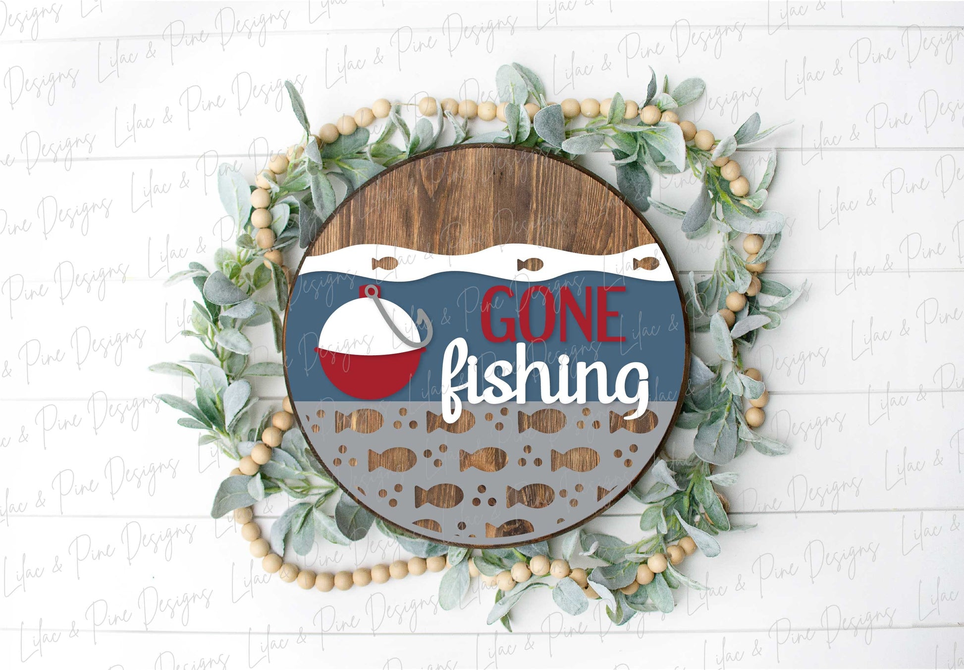 Gone Fishing sign, Fishing lure door hanger SVG, Summer Welcome sign, hook and bobber svg, lake house decor, Glowforge SVG, laser cut file