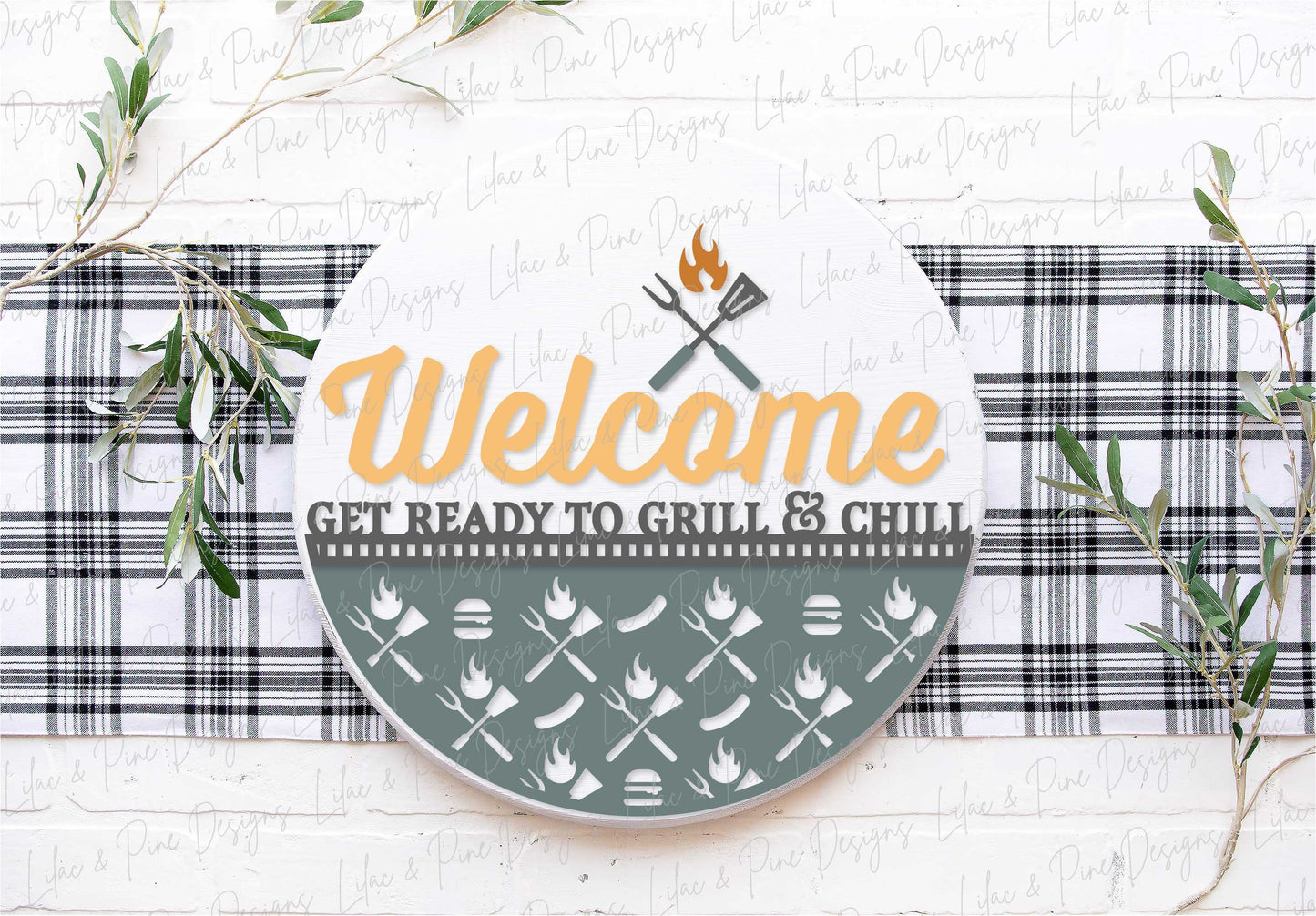Grill Master sign SVG, BBQ door hanger, Backyard Welcome sign svg, Father's Day gift, Summer porch decor, Glowforge SVG, laser cut file
