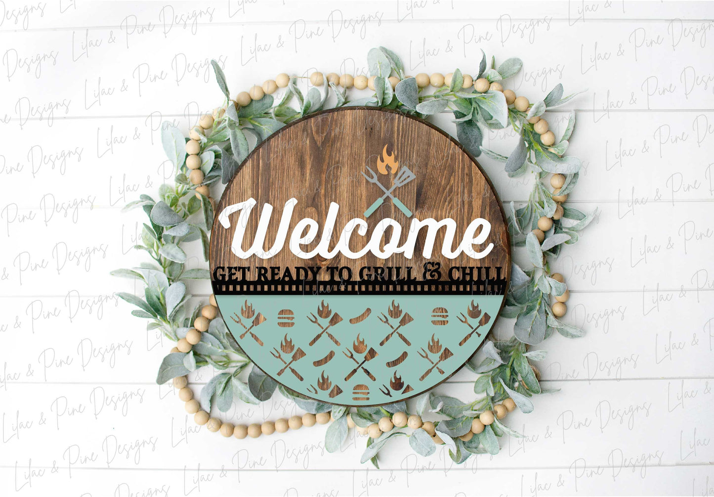 Grill Master sign SVG, BBQ door hanger, Backyard Welcome sign svg, Father's Day gift, Summer porch decor, Glowforge SVG, laser cut file