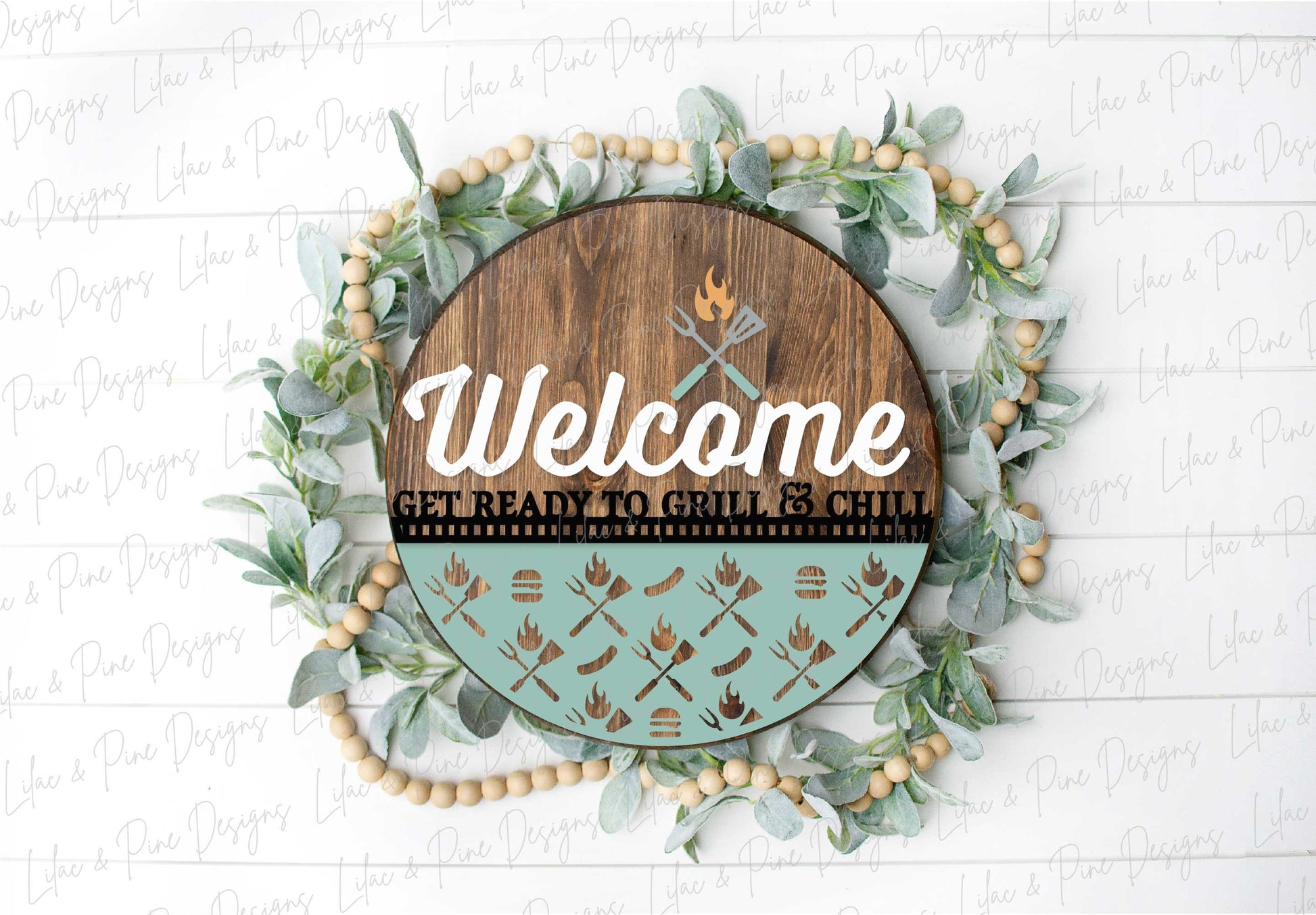 Grill Master sign SVG, BBQ door hanger, Backyard Welcome sign svg, Father's Day gift, Summer porch decor, Glowforge SVG, laser cut file