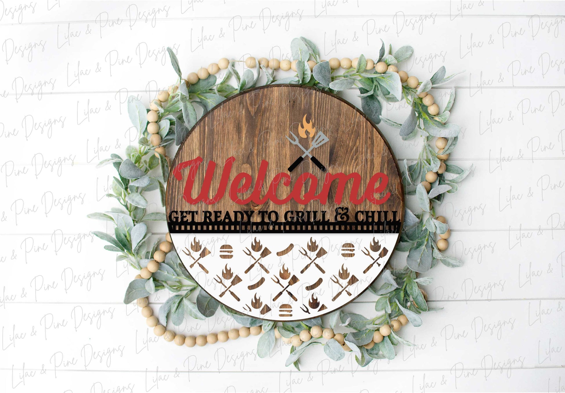 Grill Master sign SVG, BBQ door hanger, Backyard Welcome sign svg, Father's Day gift, Summer porch decor, Glowforge SVG, laser cut file