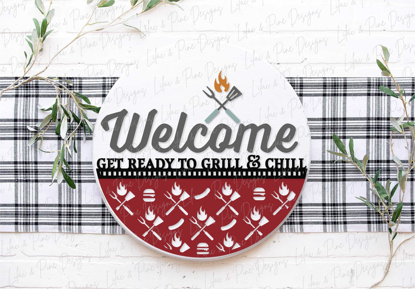 Grill Master sign SVG, BBQ door hanger, Backyard Welcome sign svg, Father's Day gift, Summer porch decor, Glowforge SVG, laser cut file