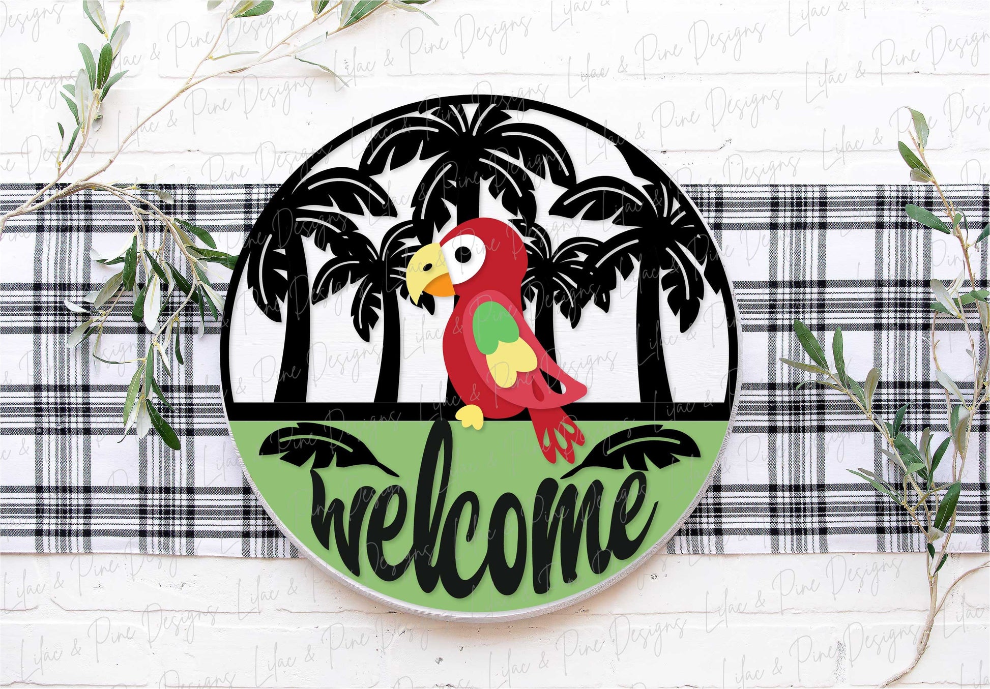 parrot welcome sign SVG, summer door hanger SVG, tropical decor svg, laser welcome sign svg, summer sign svg, Glowforge SVG, laser cut file