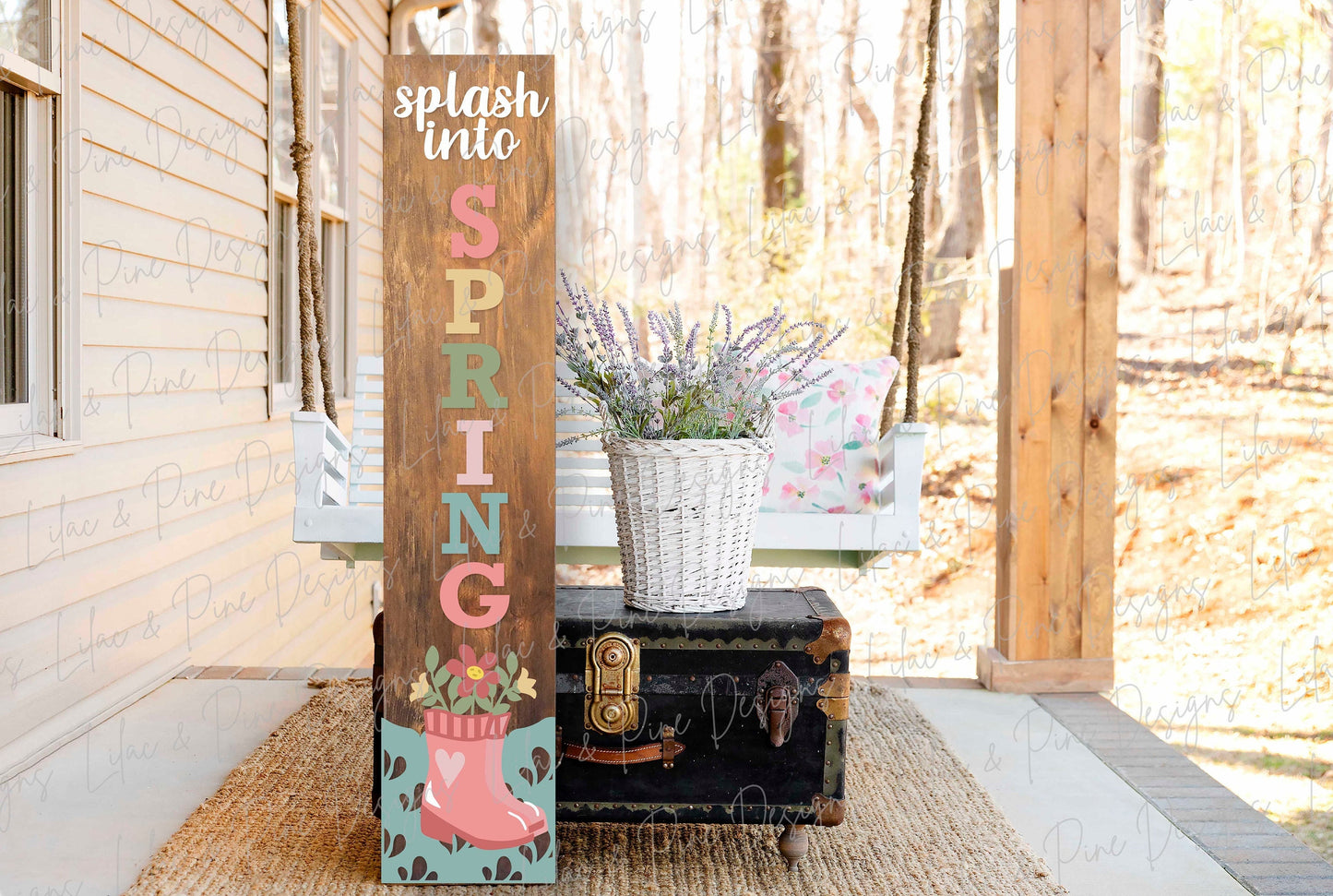 spring porch sign SVG, spring porch leaner, Rain boots welcome sign, spring decor, wellies vertical sign SVG, Glowforge Svg, laser cut file