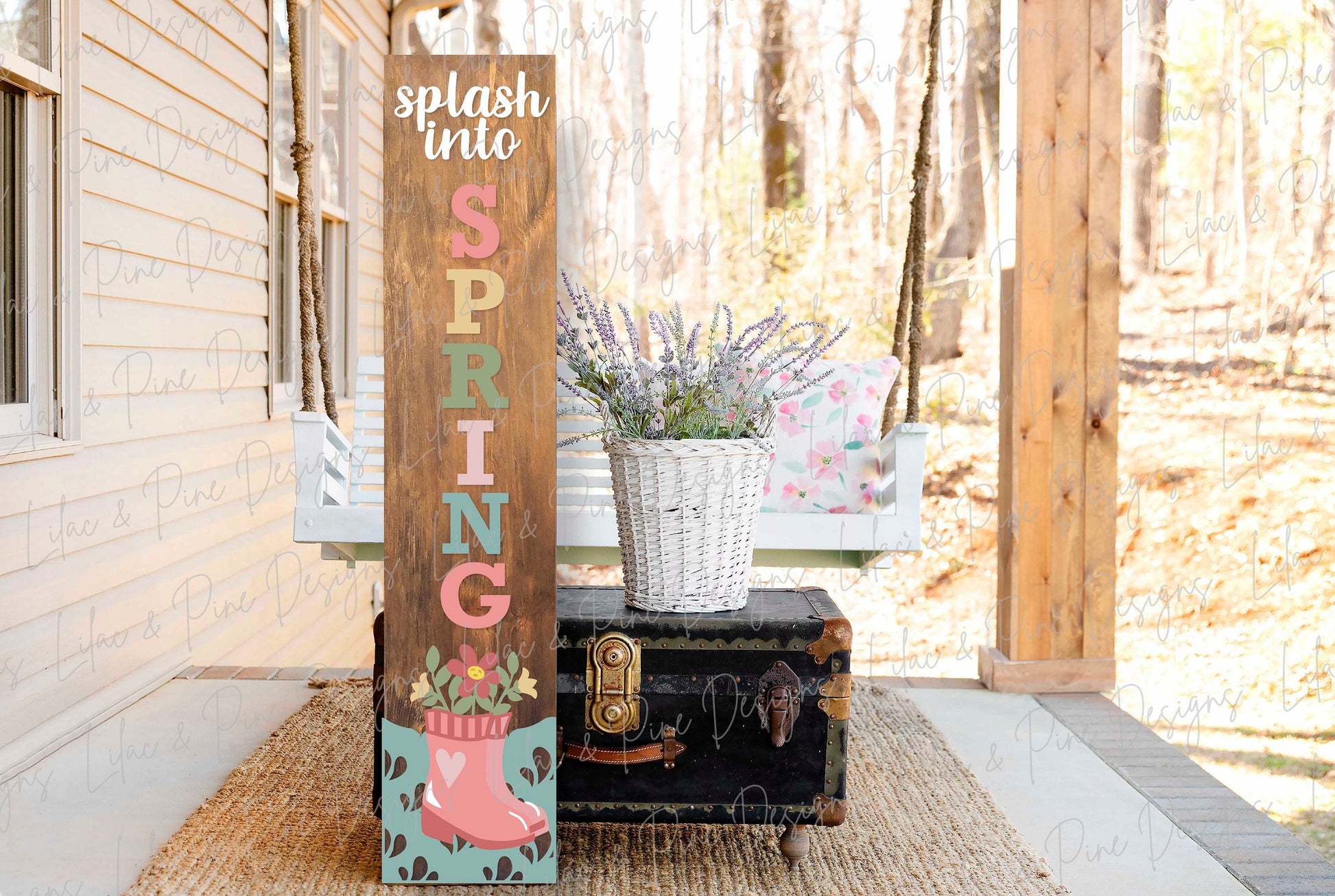 spring porch sign SVG, spring porch leaner, Rain boots welcome sign, spring decor, wellies vertical sign SVG, Glowforge Svg, laser cut file